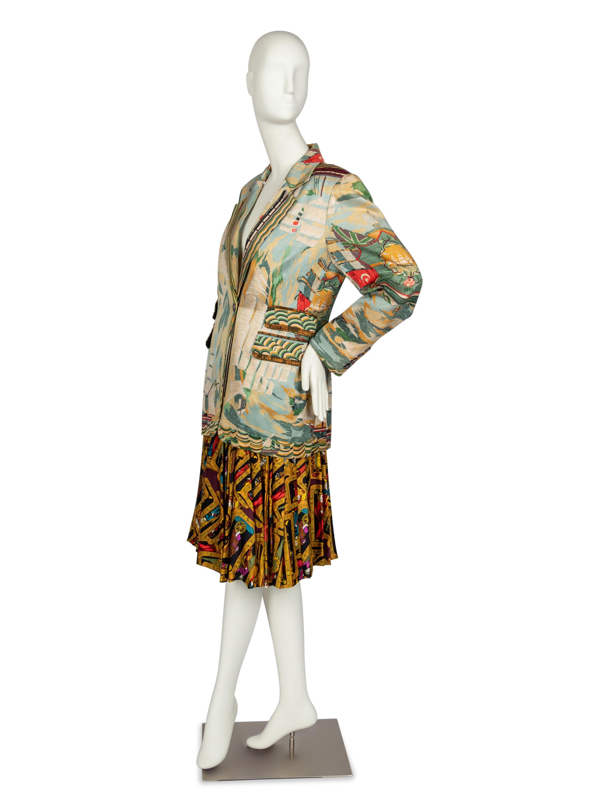Hermès Silk Blazer & Skirt, 1980s