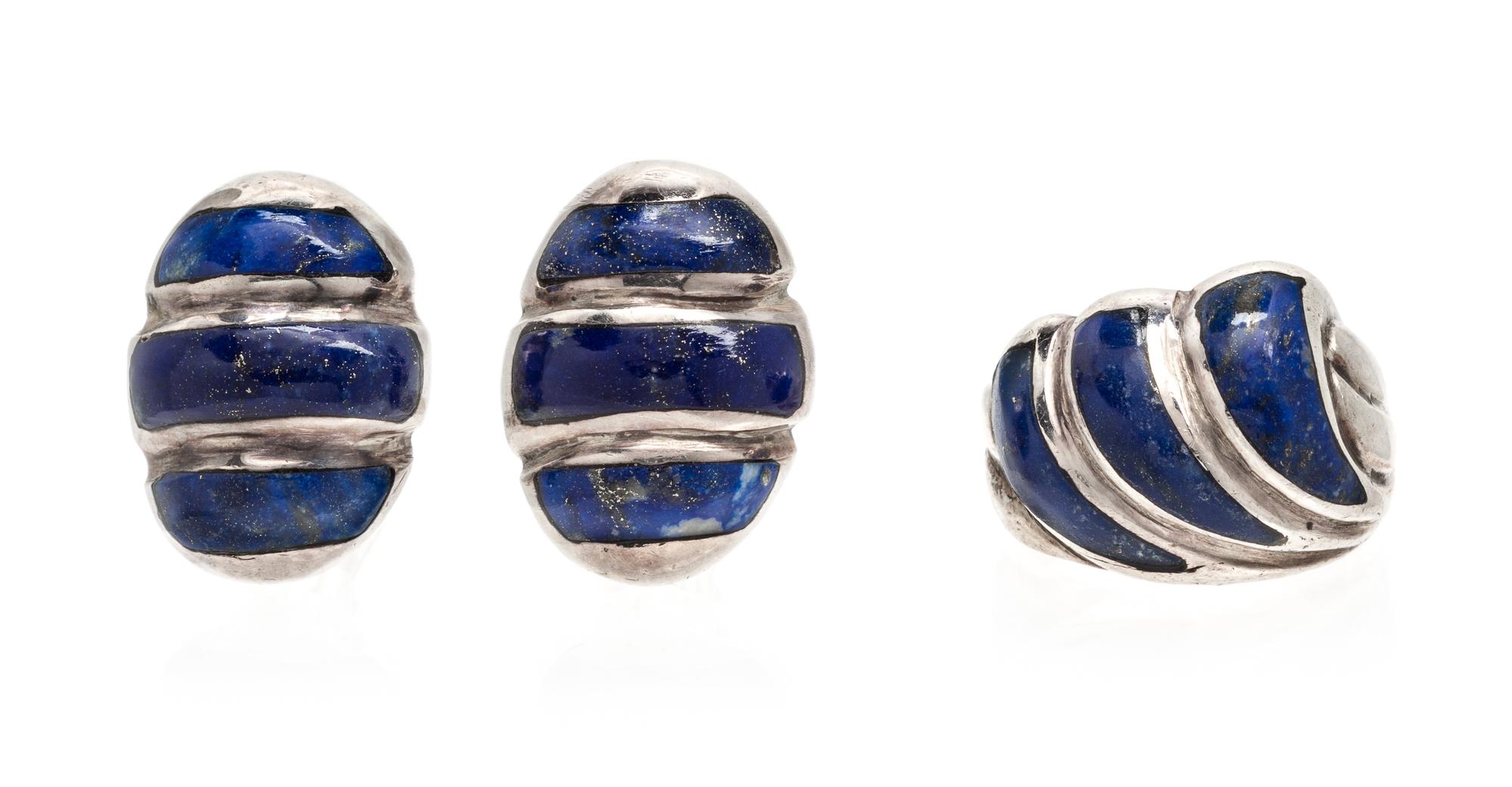 A Collection of Silver and Lapis Lazuli Jewelry, 35.90 dwts.