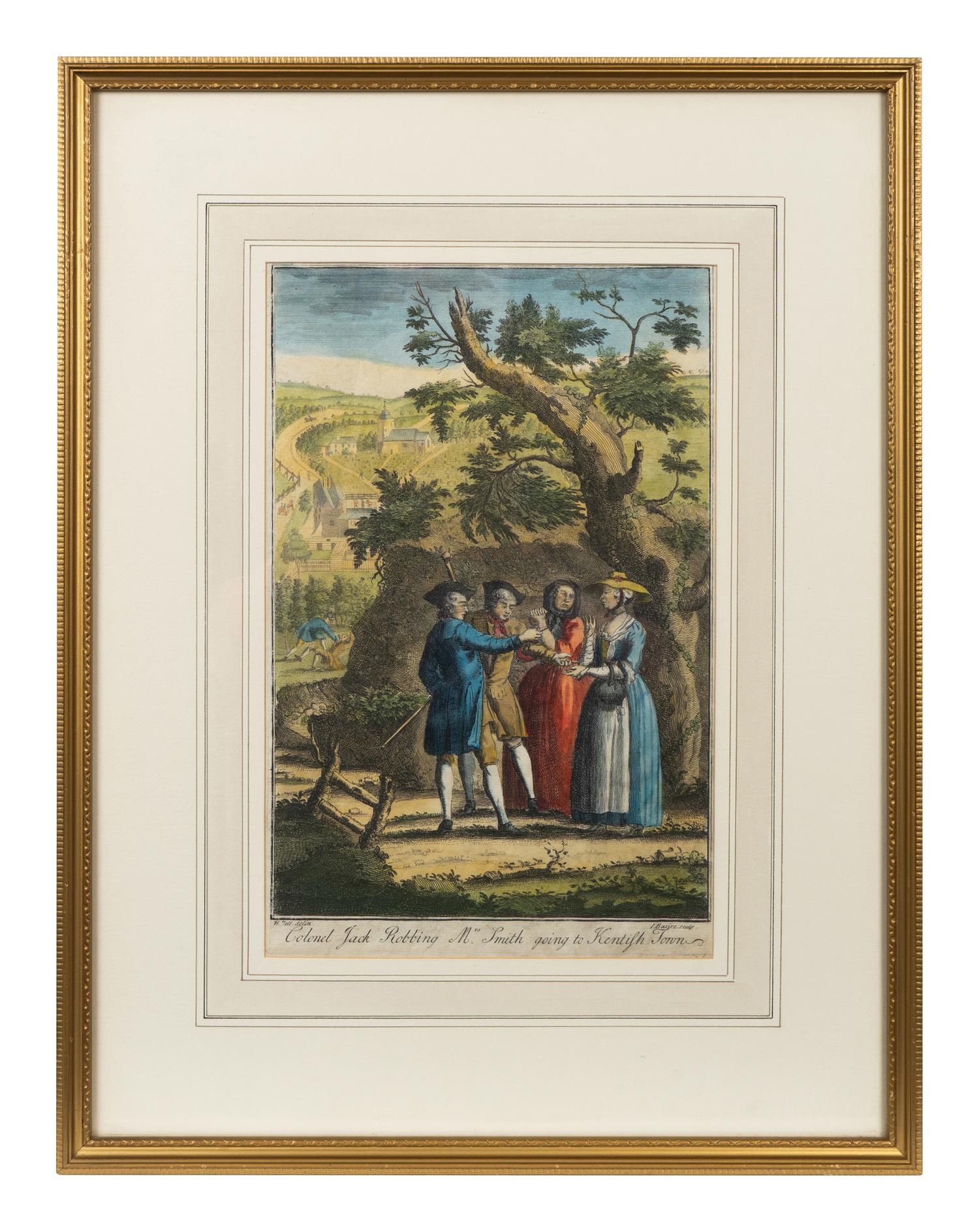 A Set of Five English Handcolored Steel Engravings — 18TH CENTURY