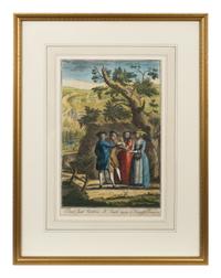 A Set of Five English Handcolored Steel Engravings — 18TH CENTURY