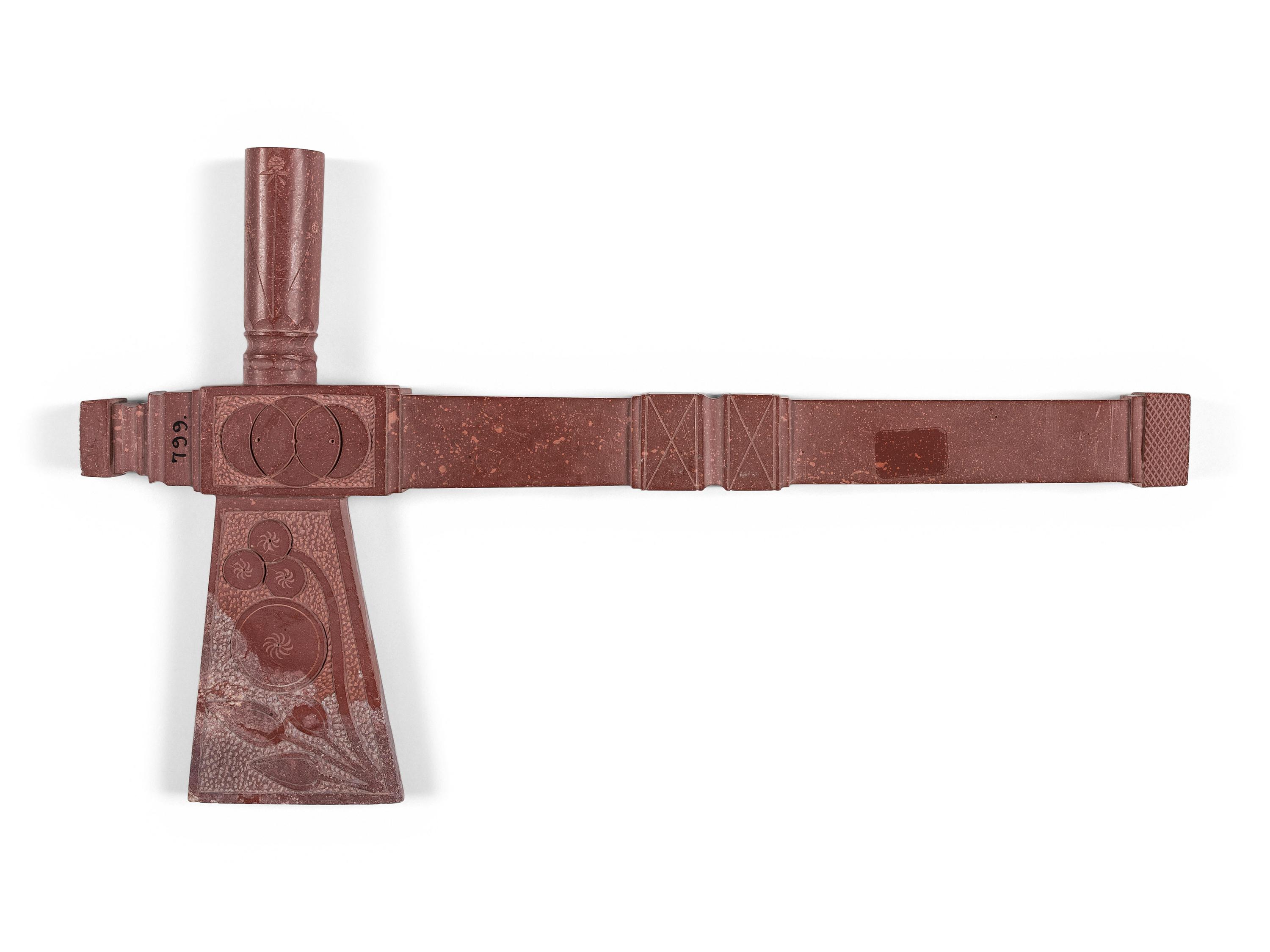 Great Lakes Carved Catlinite Pipe Tomahawk