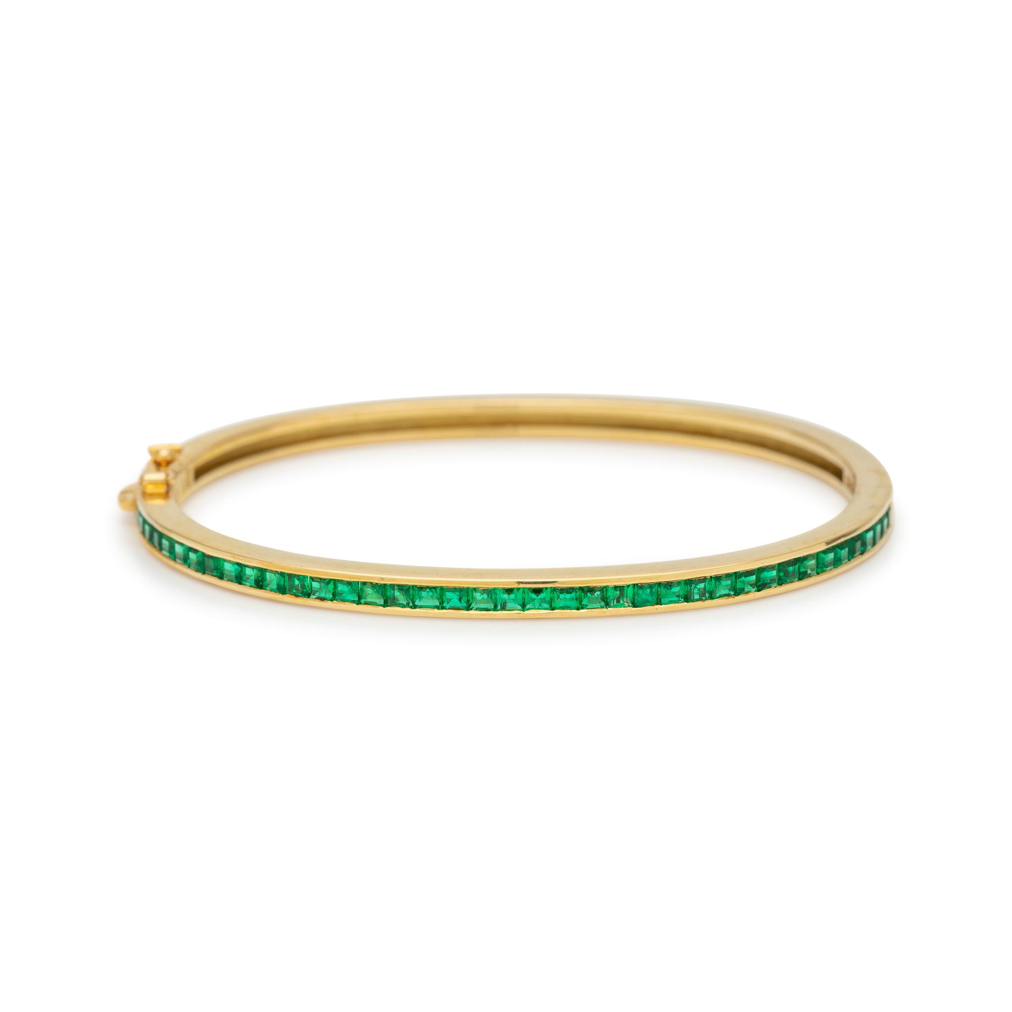 SCHLUGER, DIAMOND, SAPPHIRE AND EMERALD BANGLE BRACELET SET