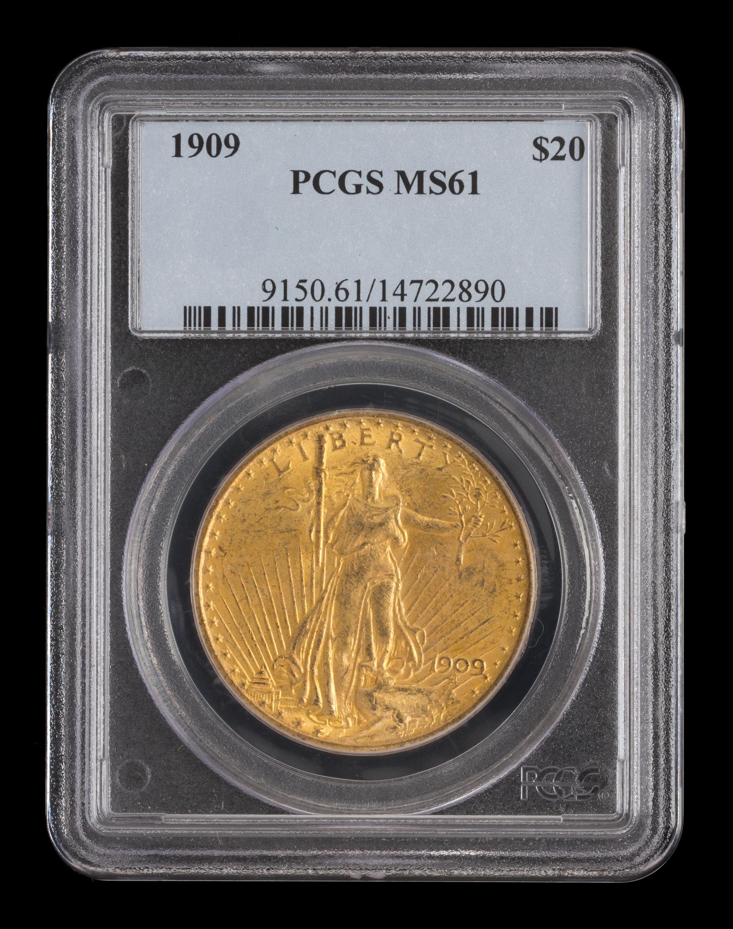 A United States 1909 St. Gaudens $20 Gold Coin