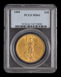 A United States 1909 St. Gaudens $20 Gold Coin