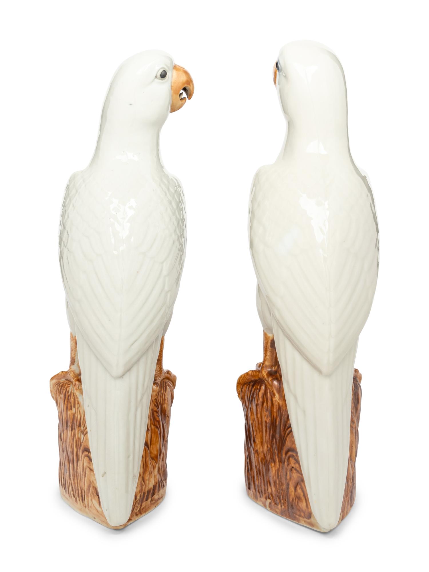 A Pair of Chinese Export Porcelain Parrots