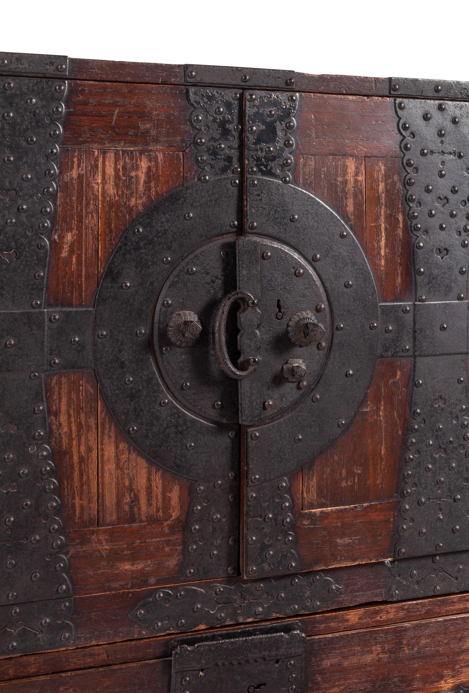 A Korean Iron-Mounted Wood Cabinet