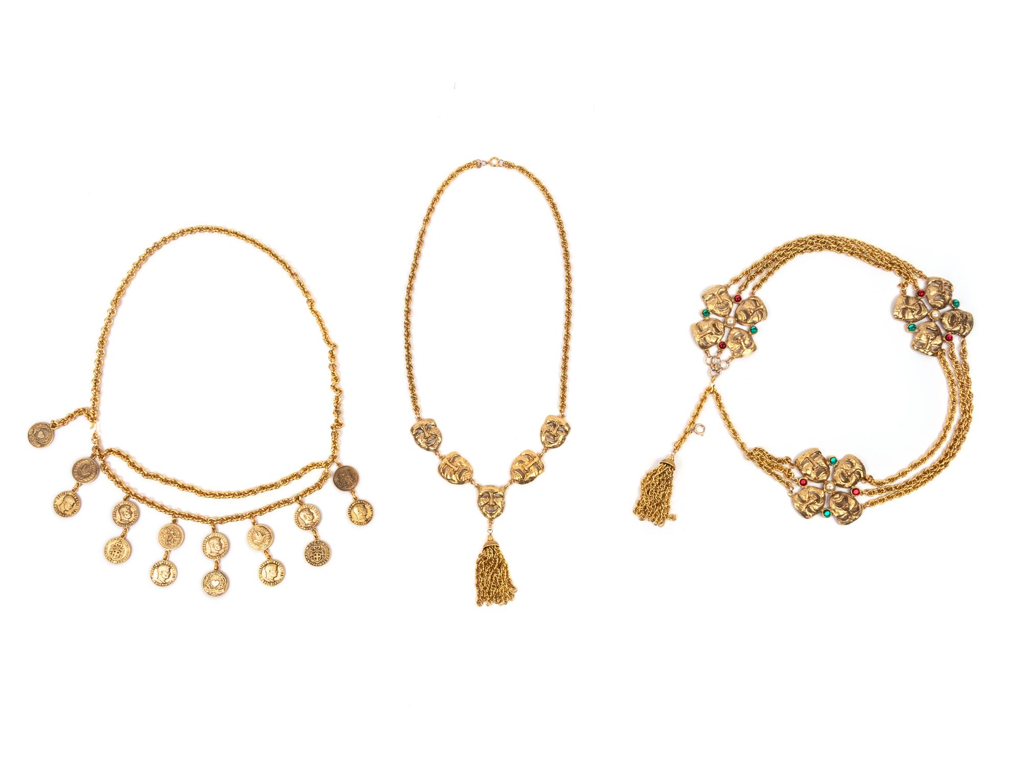 Three Moschino Costume Jewelry Items: One Necklace & Two Belts, 1990s