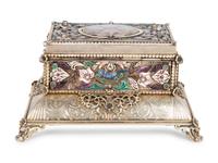 A Continental Enameled Silver Gilt Singing Bird Automaton Box — 19TH CENTURY