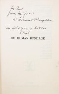 MAUGHAM, W. SOMERSET. Of Human Bondage. London, 1892. Library edition, original dust jacket. Inscribed and signed by Maugham.