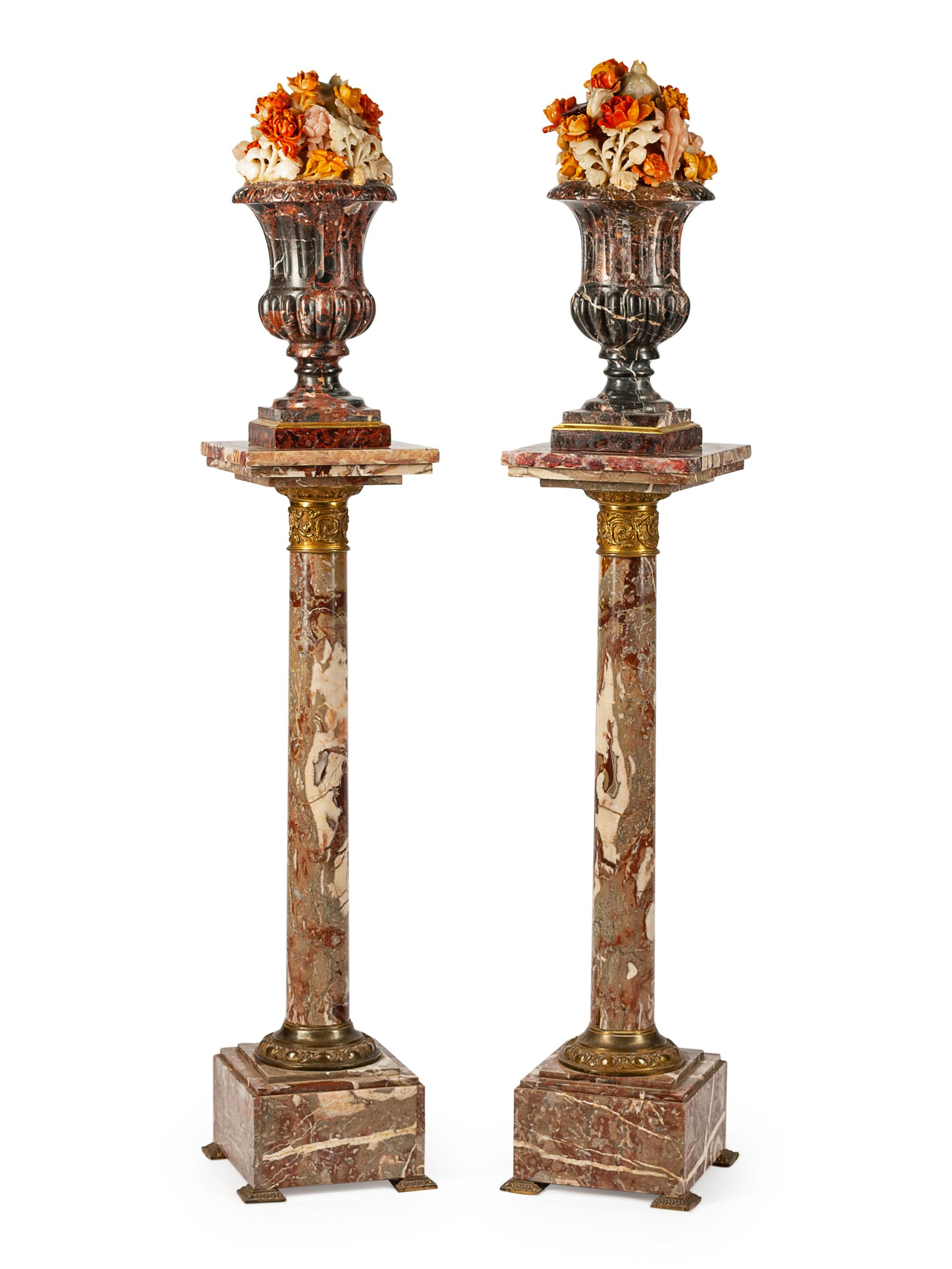A Pair of Continental Marble Urns