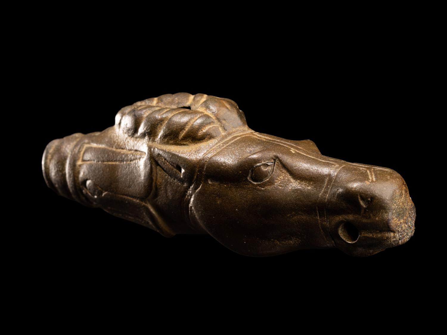 A Roman Bronze Horse Head Applique or Key Fob