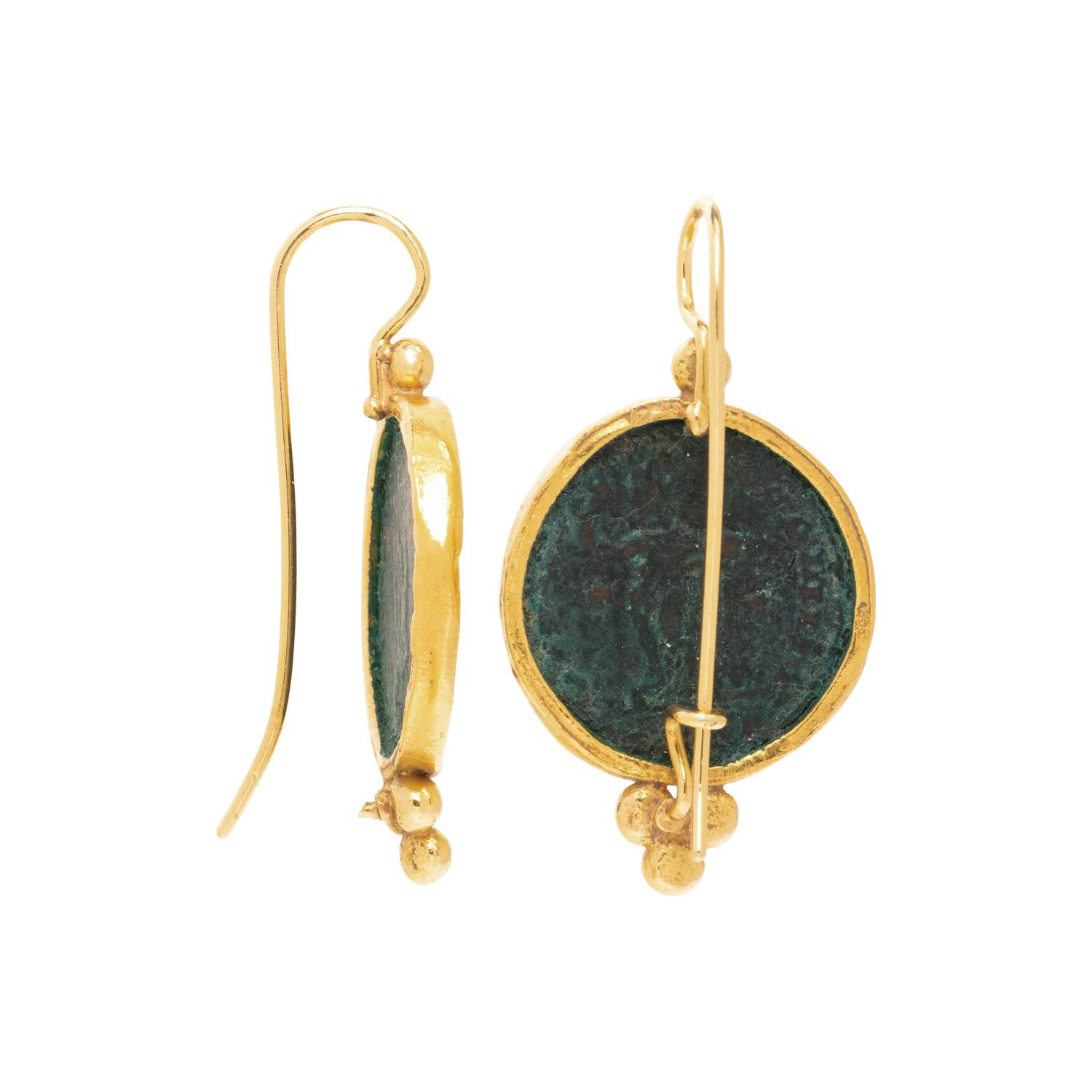 YELLOW GOLD AND COIN EARRINGS