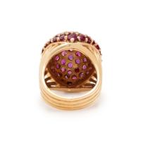 RETRO, RUBY AND YELLOW GOLD BOMBÉ RING