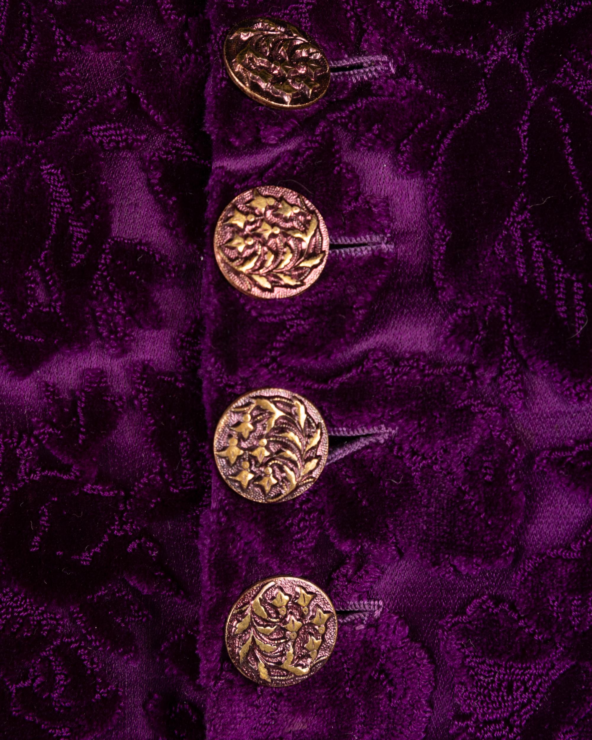 Three Velvet Pieces: One Two-Piece Dress Ensemble with Lace Collar, One Bodice, 1880s