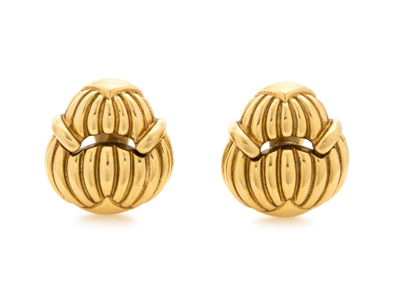 DAVID WEBB, YELLOW GOLD EARCLIPS