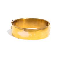 VICTORIAN, YELLOW GOLD AND CULTURED PEARL BANGLE BRACELET