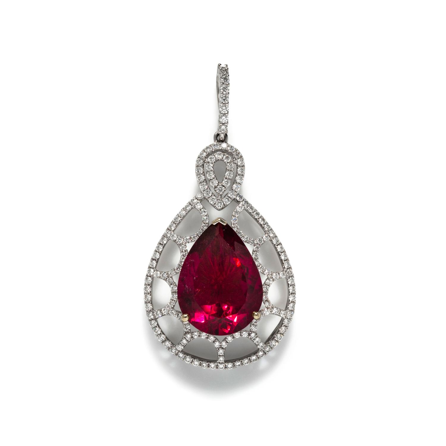 RUBELLITE AND DIAMOND PENDANT