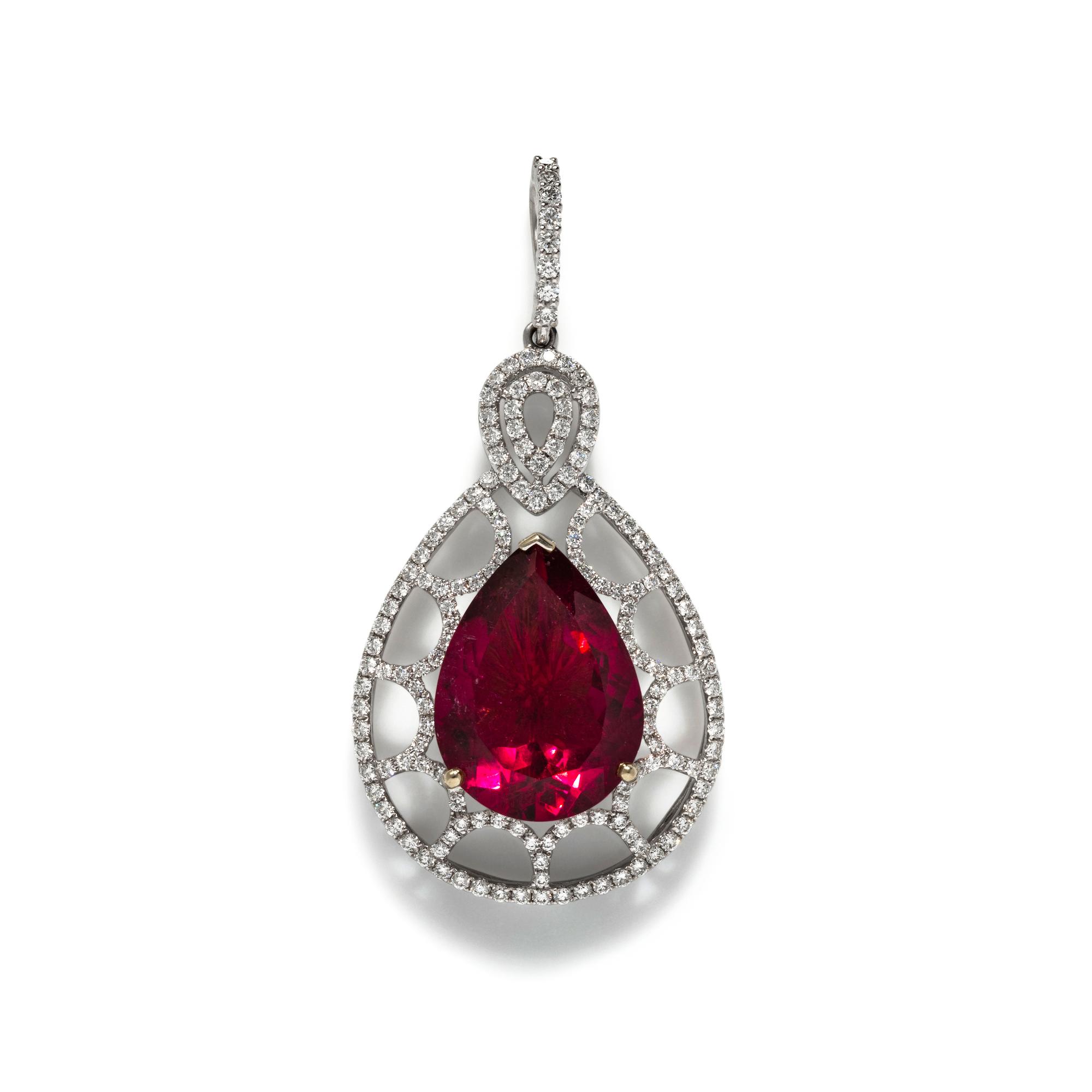 RUBELLITE AND DIAMOND PENDANT