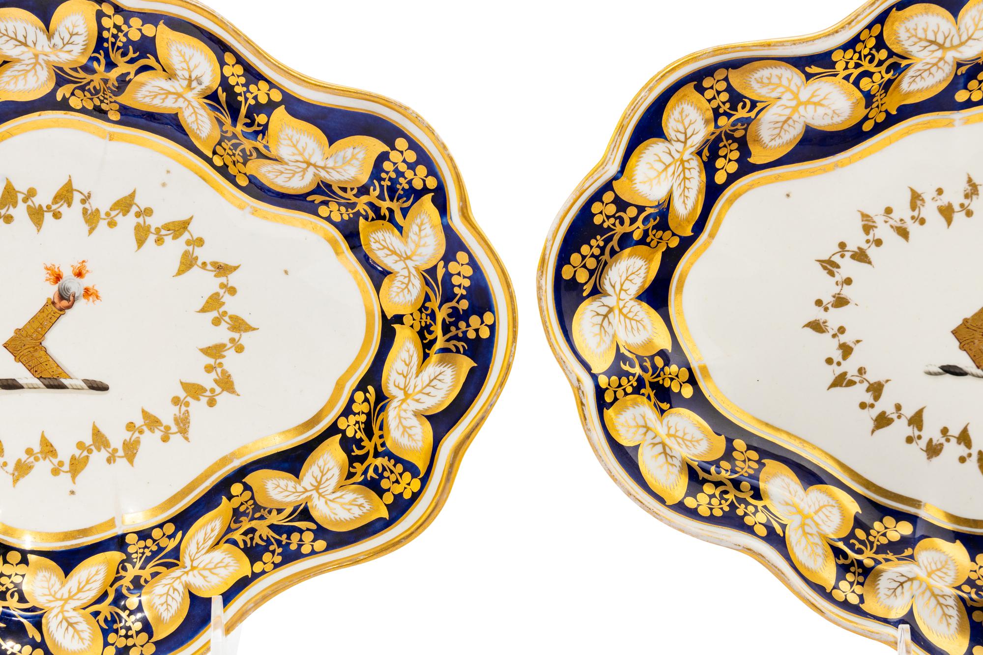 A Pair of Worcester Porcelain Armorial Serving Dishes