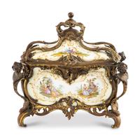 A Continental Gilt Bronze and Berlin (K.P.M.) Porcelain Table Casket