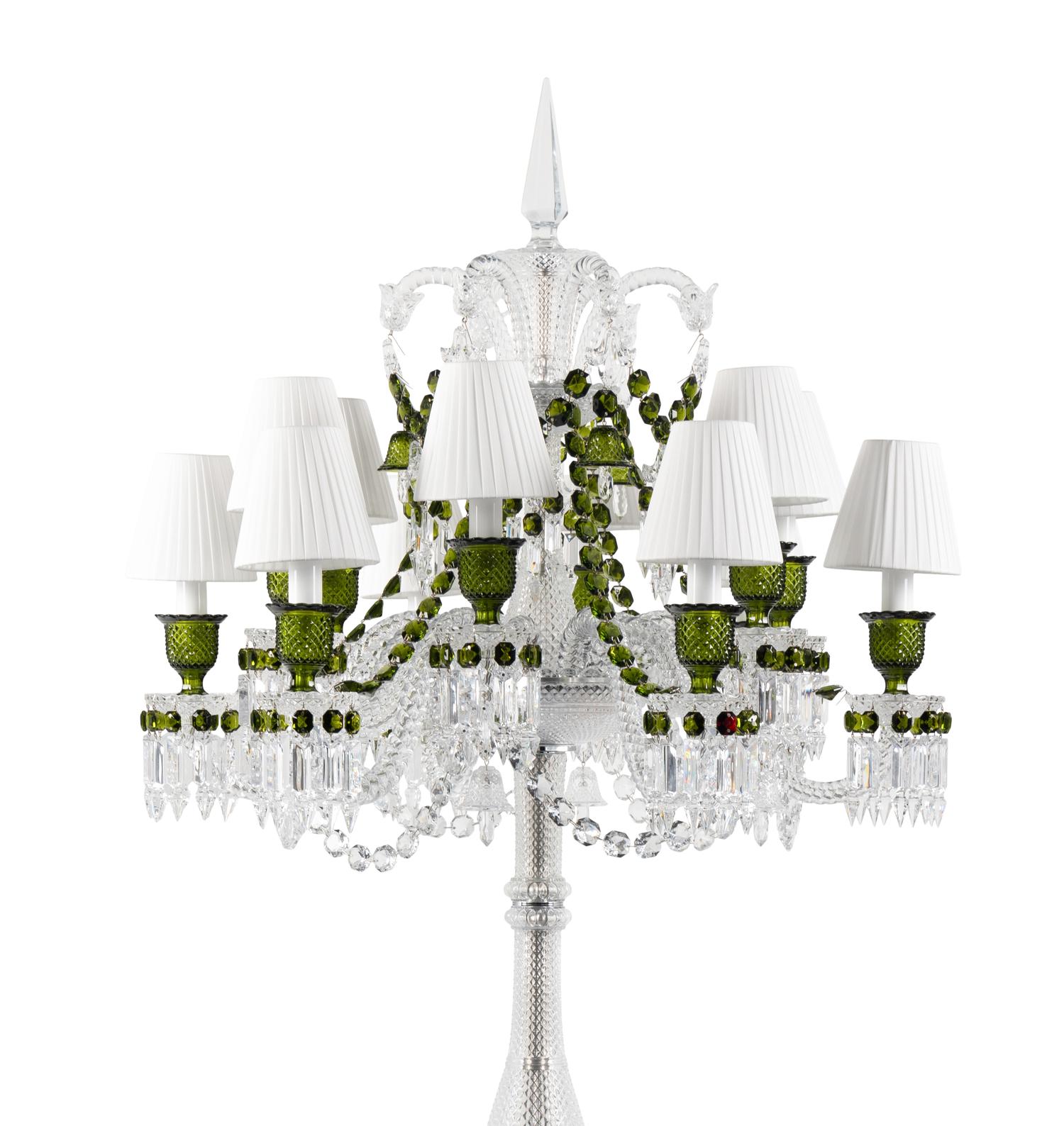 A Pair of Baccarat Zénith Cut Glass Twelve-Light Torchères
