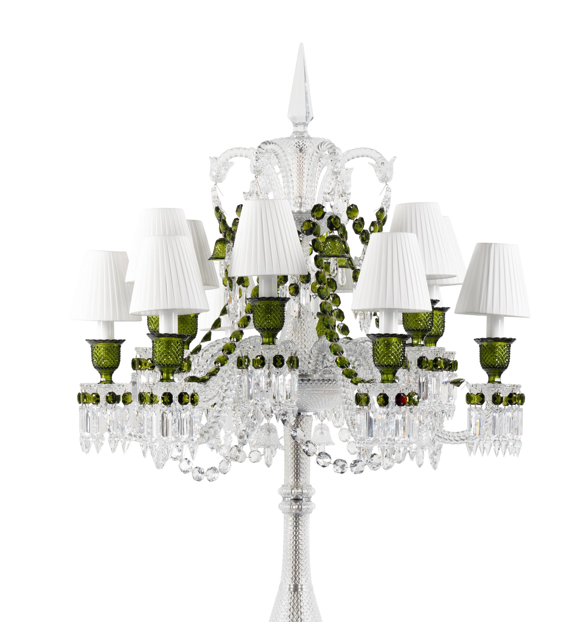 A Pair of Baccarat Zénith Cut Glass Twelve-Light Torchères