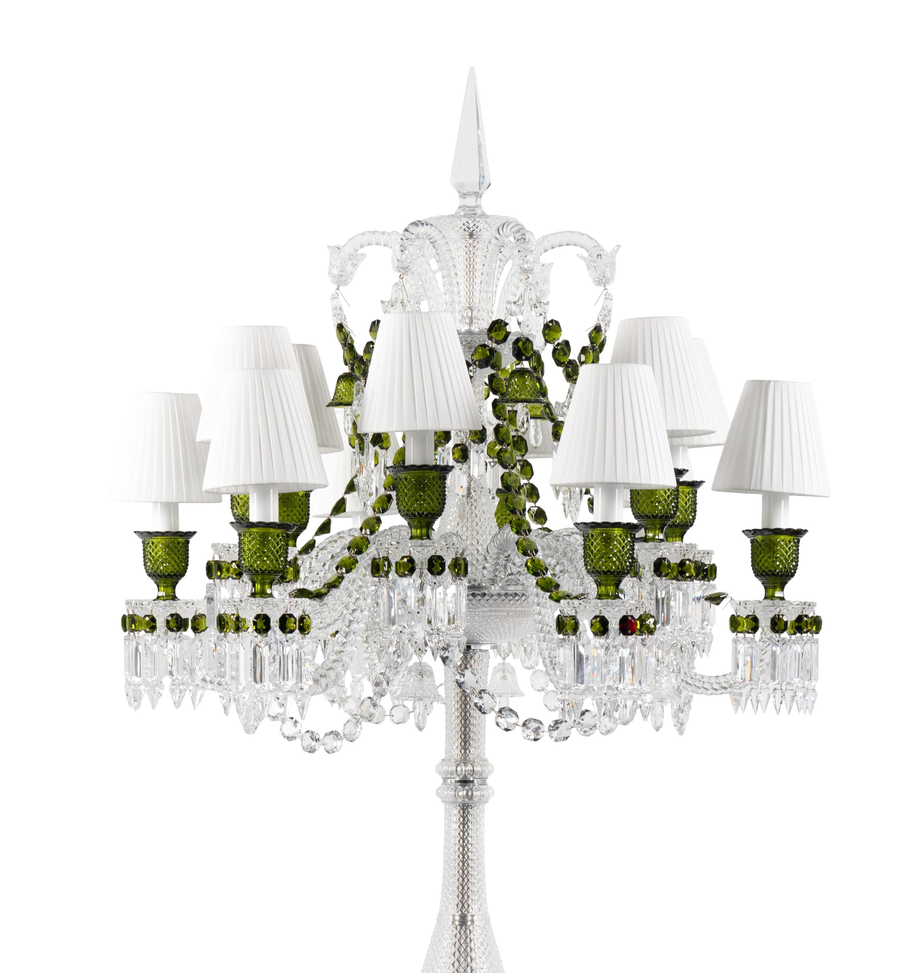 A Pair of Baccarat Zénith Cut Glass Twelve-Light Torchères