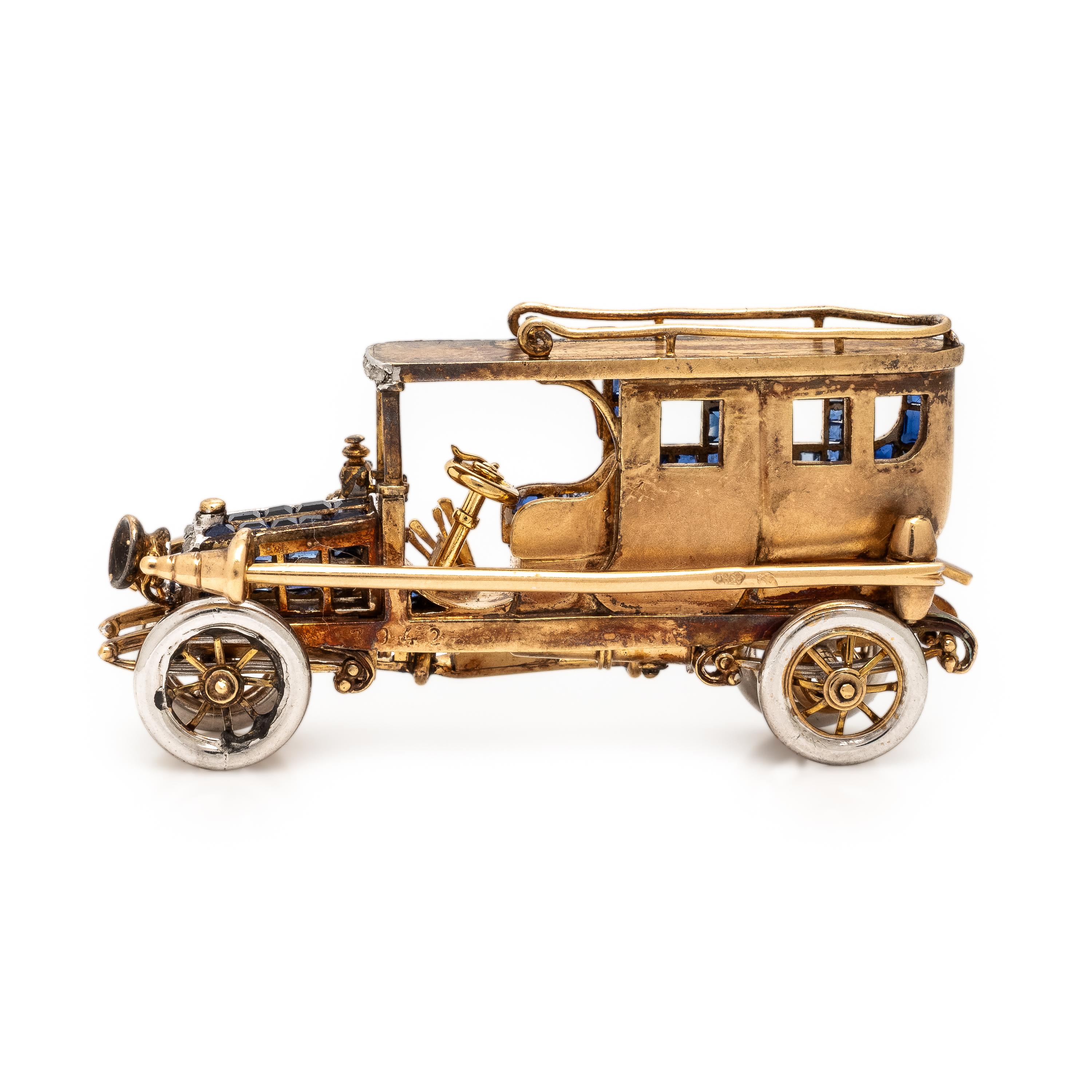 Antique, Sapphire and Diamond Automobile Brooch