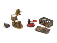 Three Continental Cat-Themed Inkwells