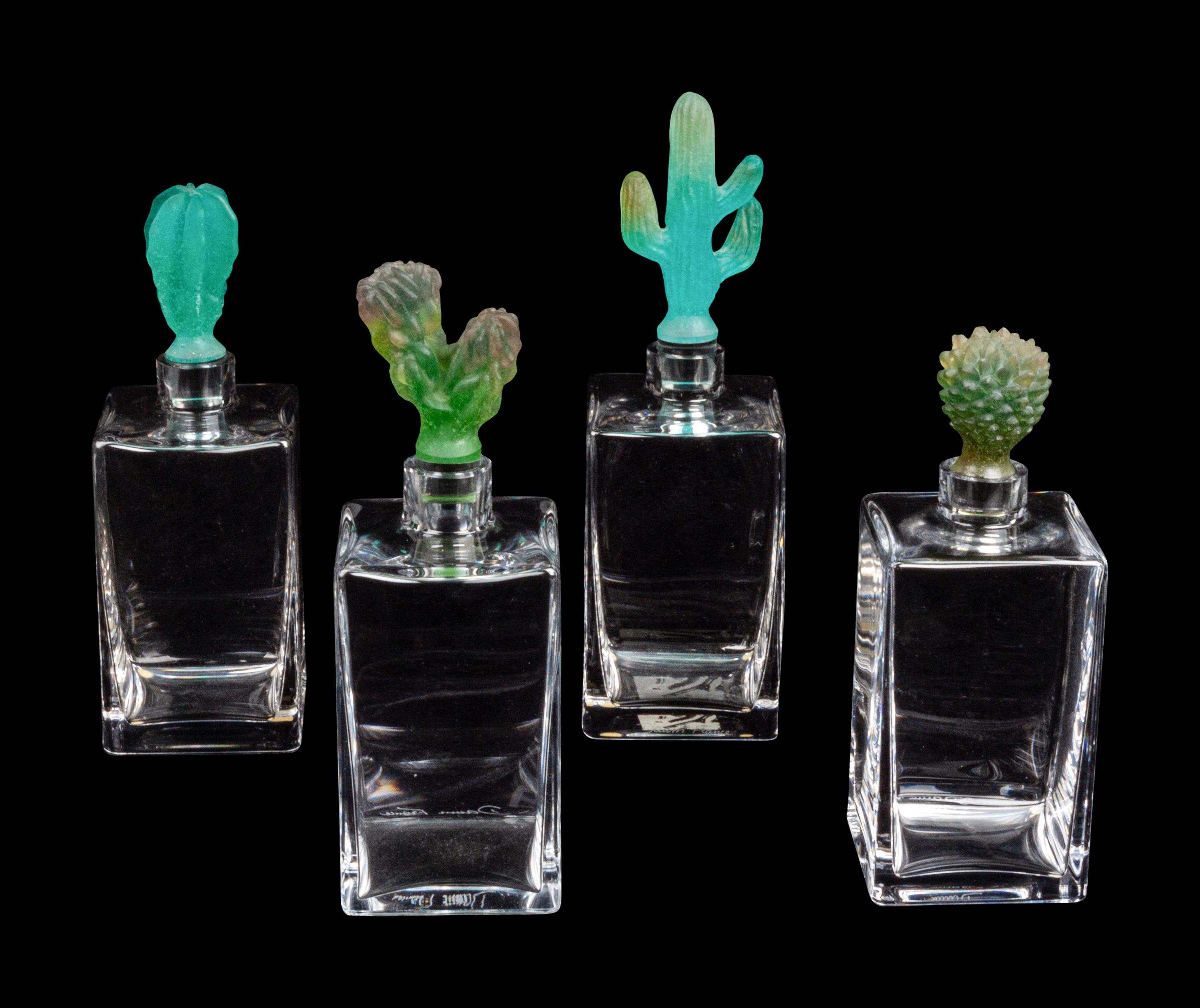 Four Daum Pâte-de-Verre Cactus Decanters