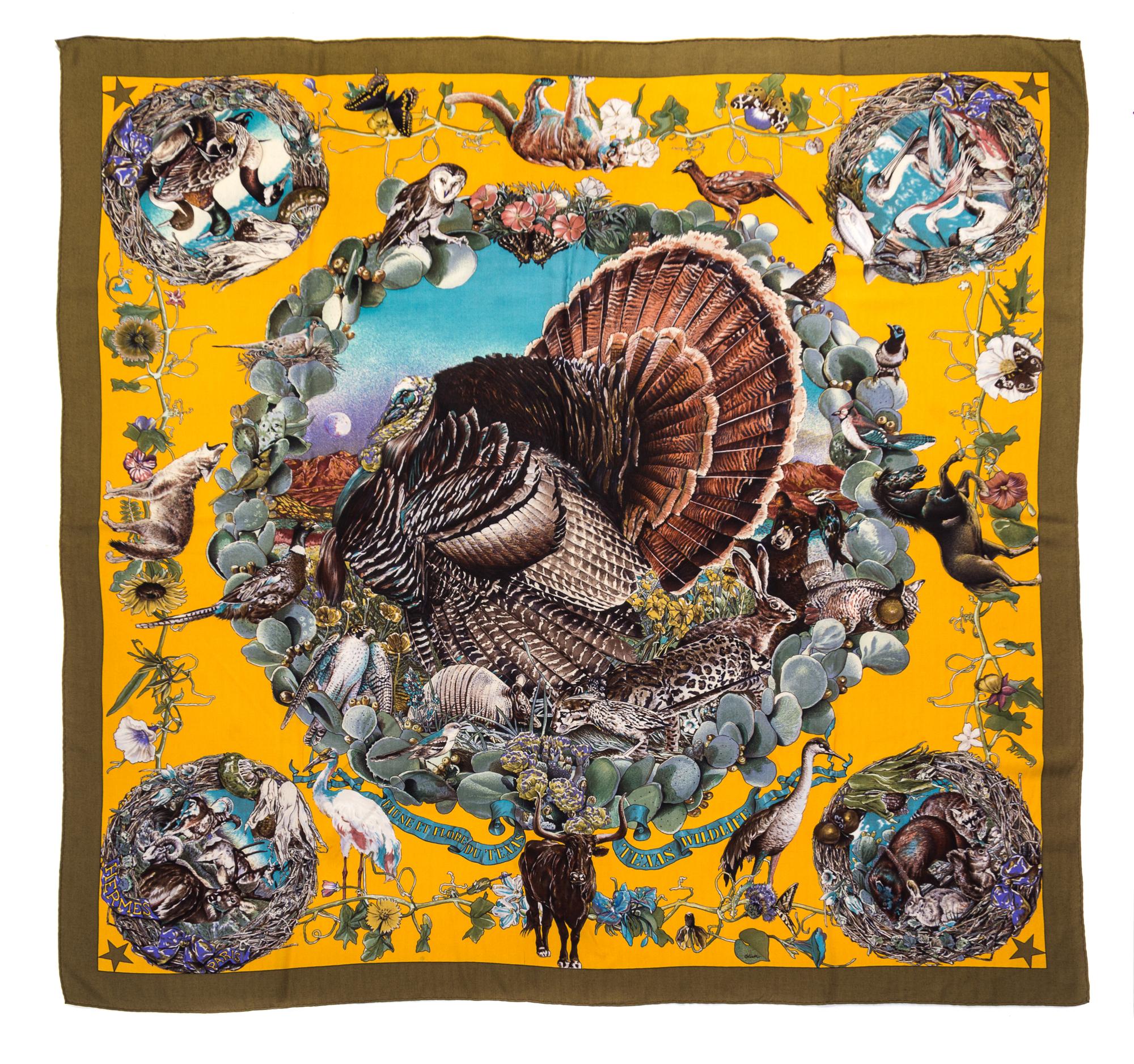 An Hermes 125cm Silk Cashmere Scarf, 56" x 56".