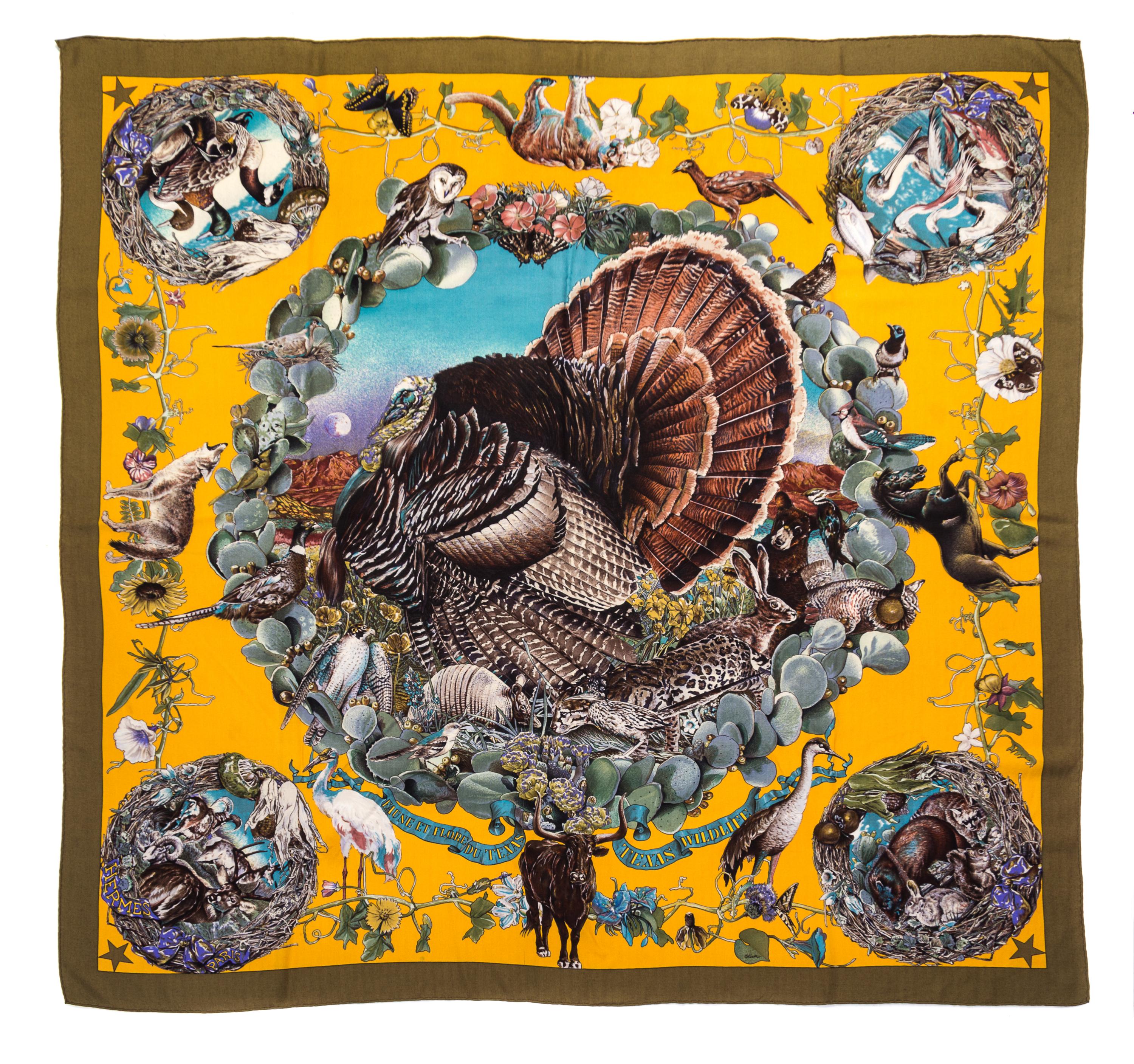 An Hermes 125cm Silk Cashmere Scarf, 56" x 56".