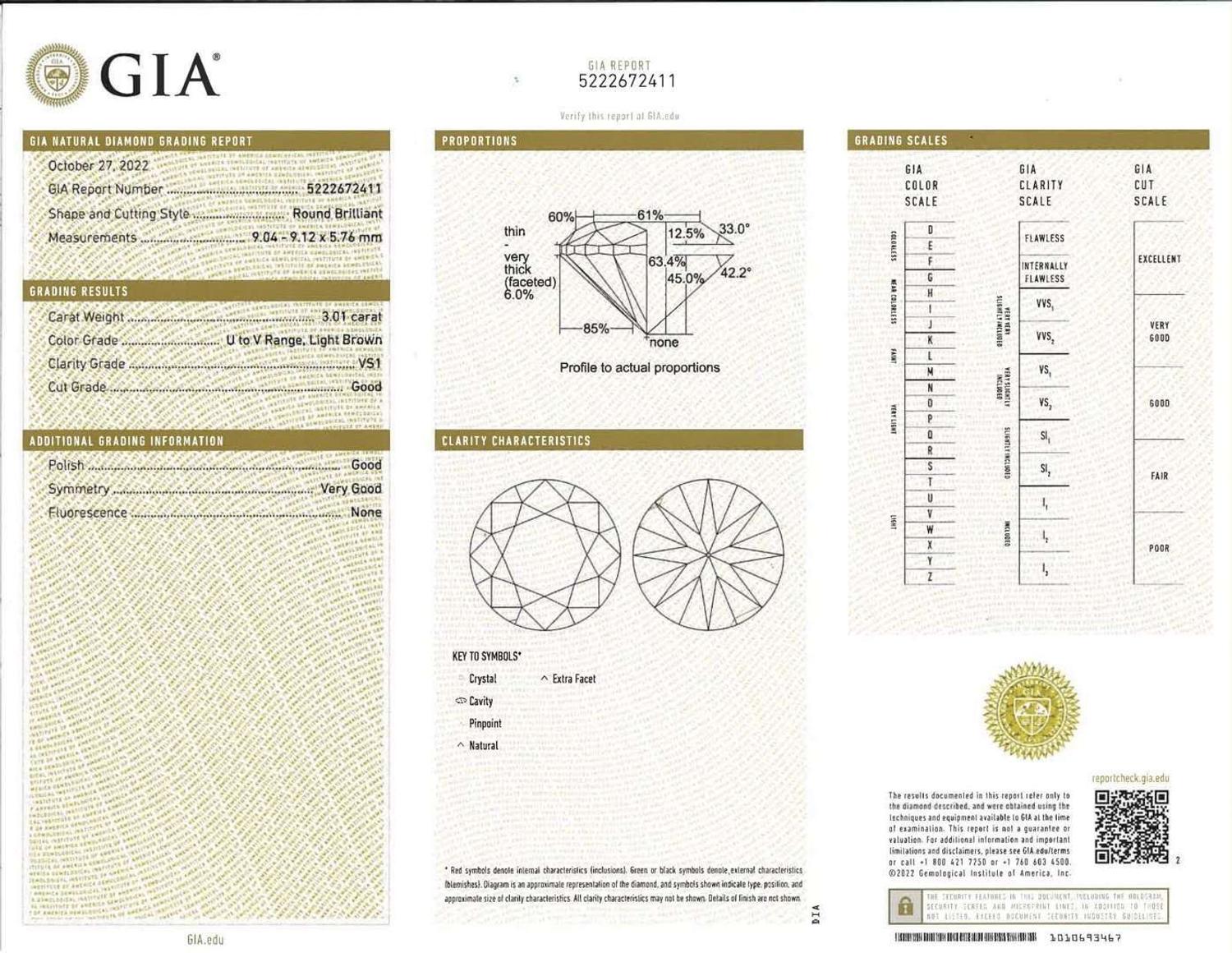 A Bypass Diamond Ring 3.01 Carat Round Brilliant Diamond, GIA Certified