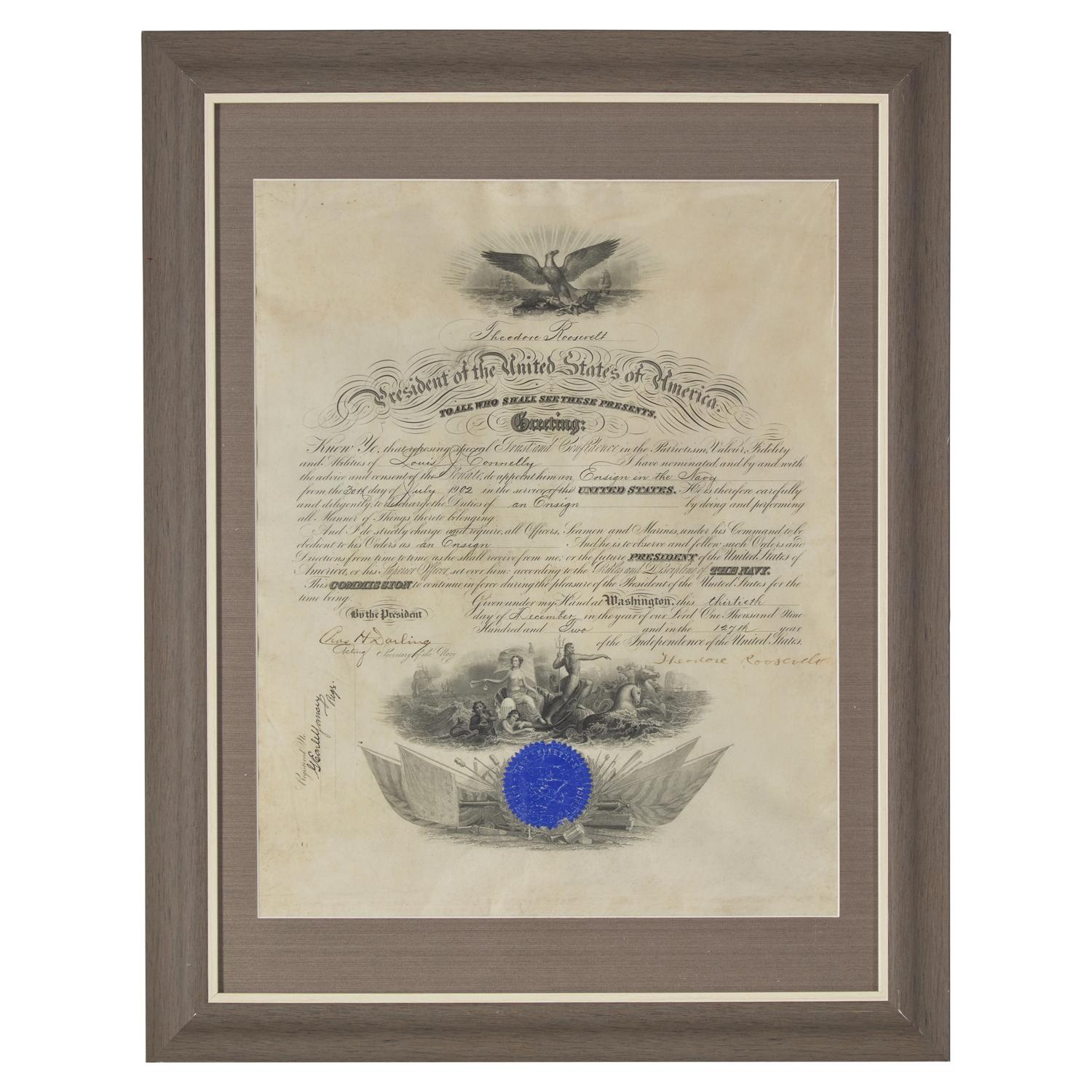 [Presidential] Roosevelt, Theodore. Signed Military Commission