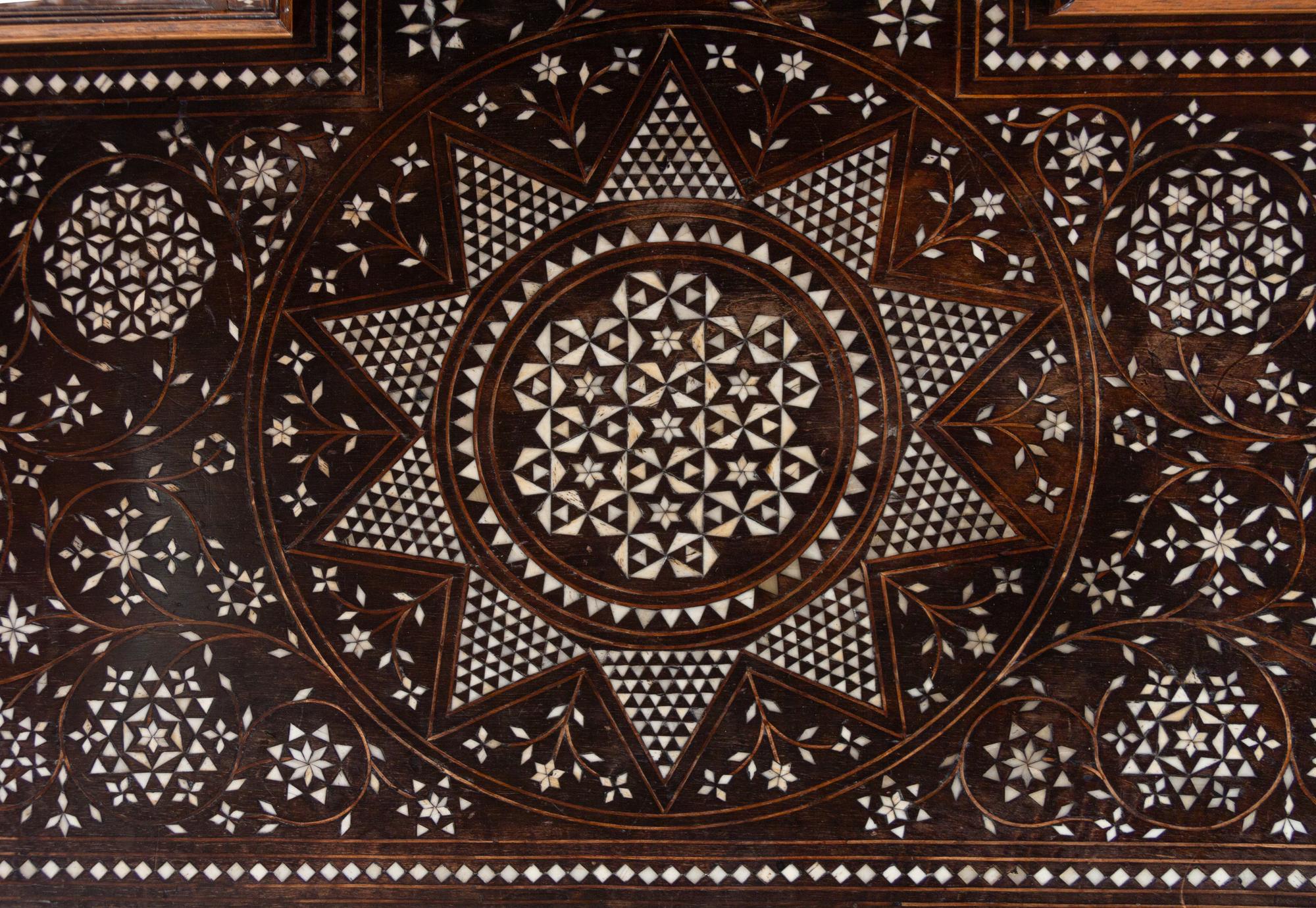 A Moroccan Bone Inlaid Walnut Desk and Chair