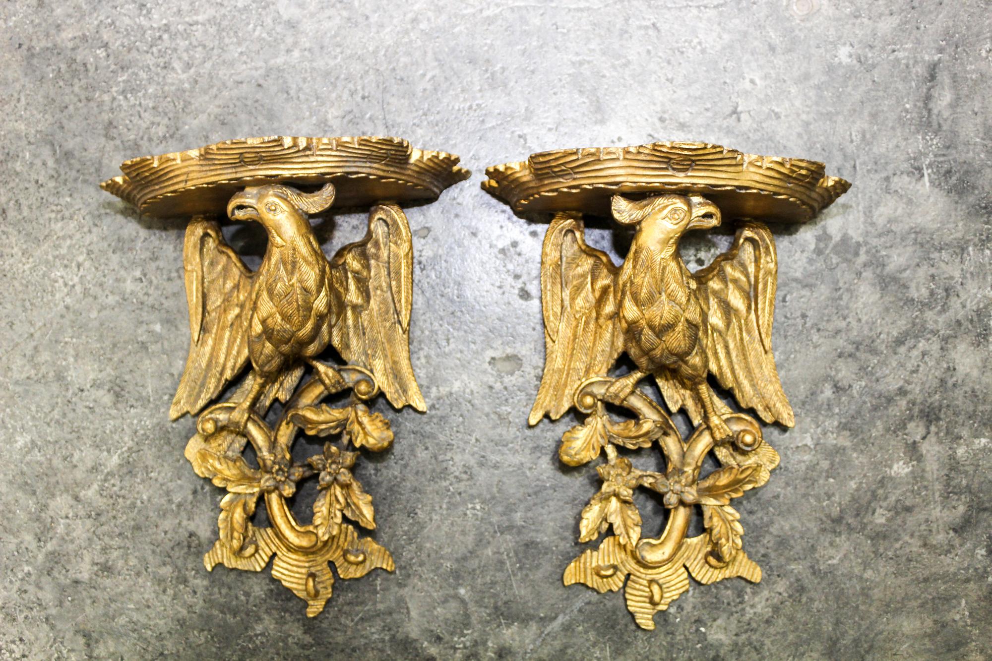 A Pair of Giltwood Wall Brackets Height 16 inches.