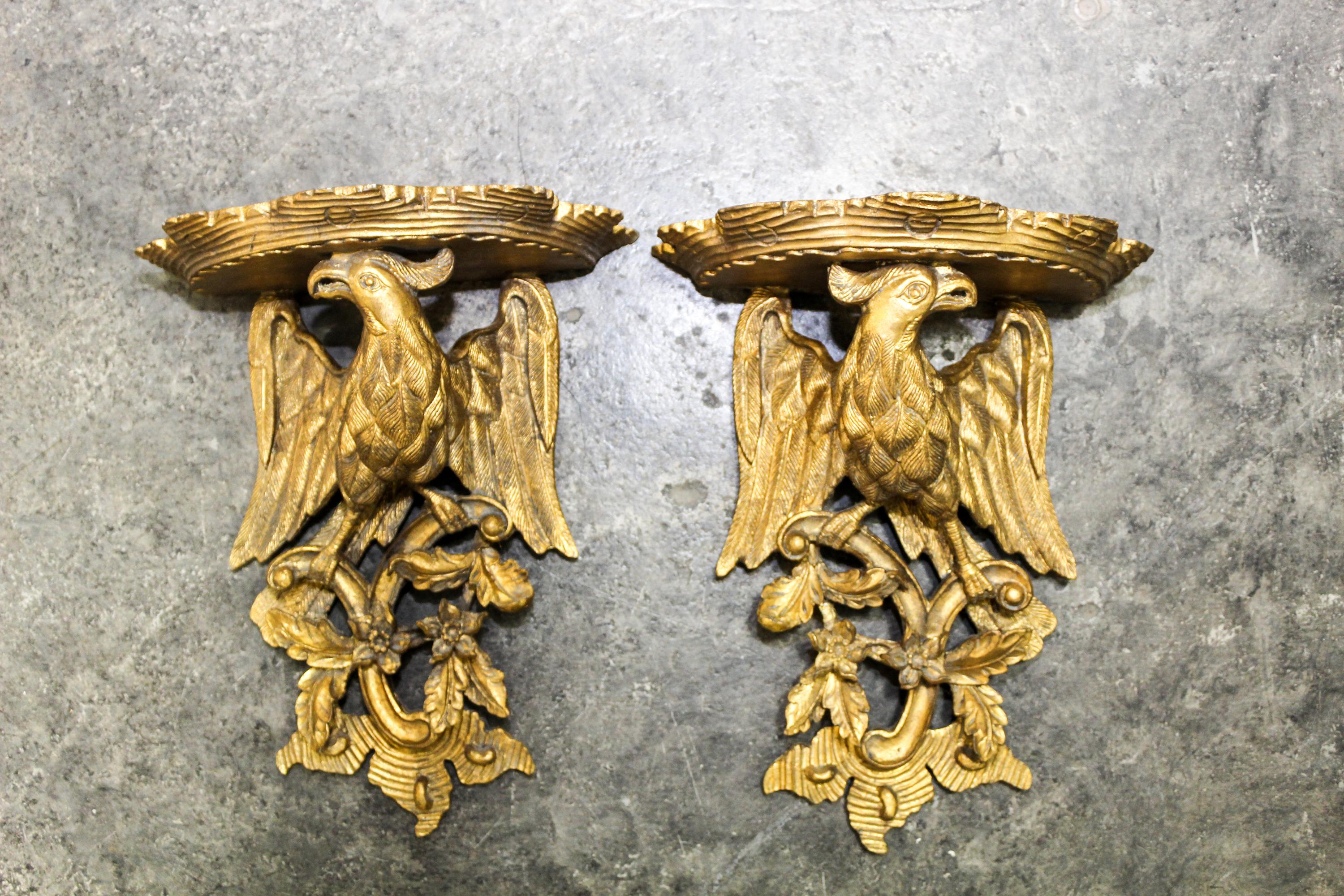 A Pair of Giltwood Wall Brackets Height 16 inches.