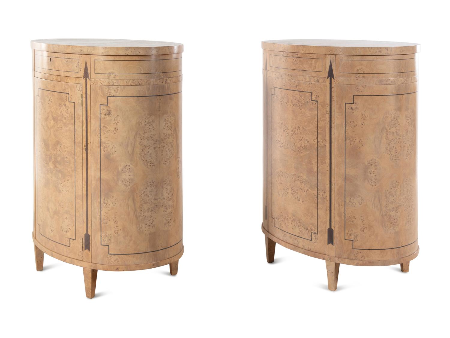 A Pair of Baker Burlwood Cabinets