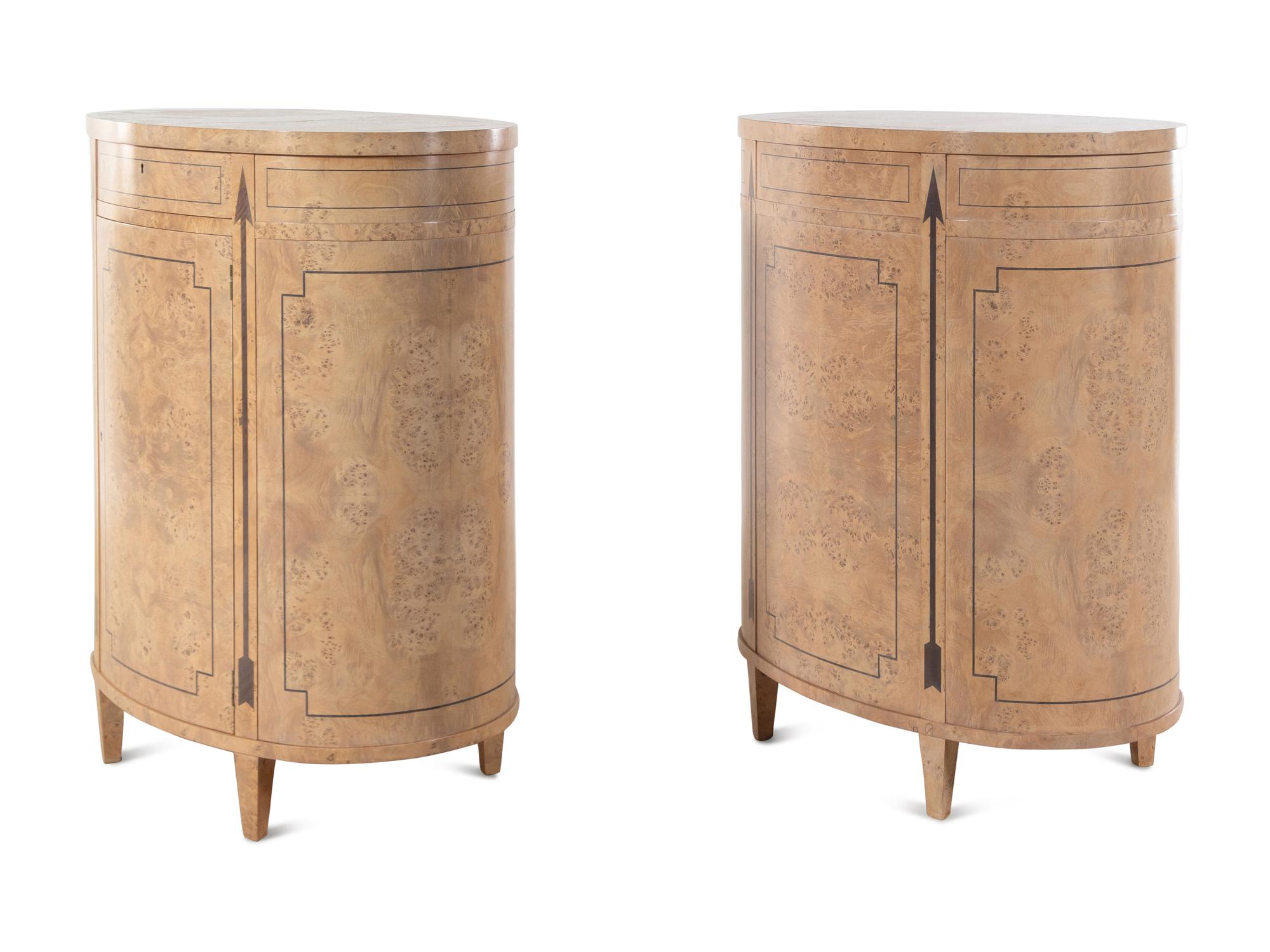 A Pair of Baker Burlwood Cabinets
