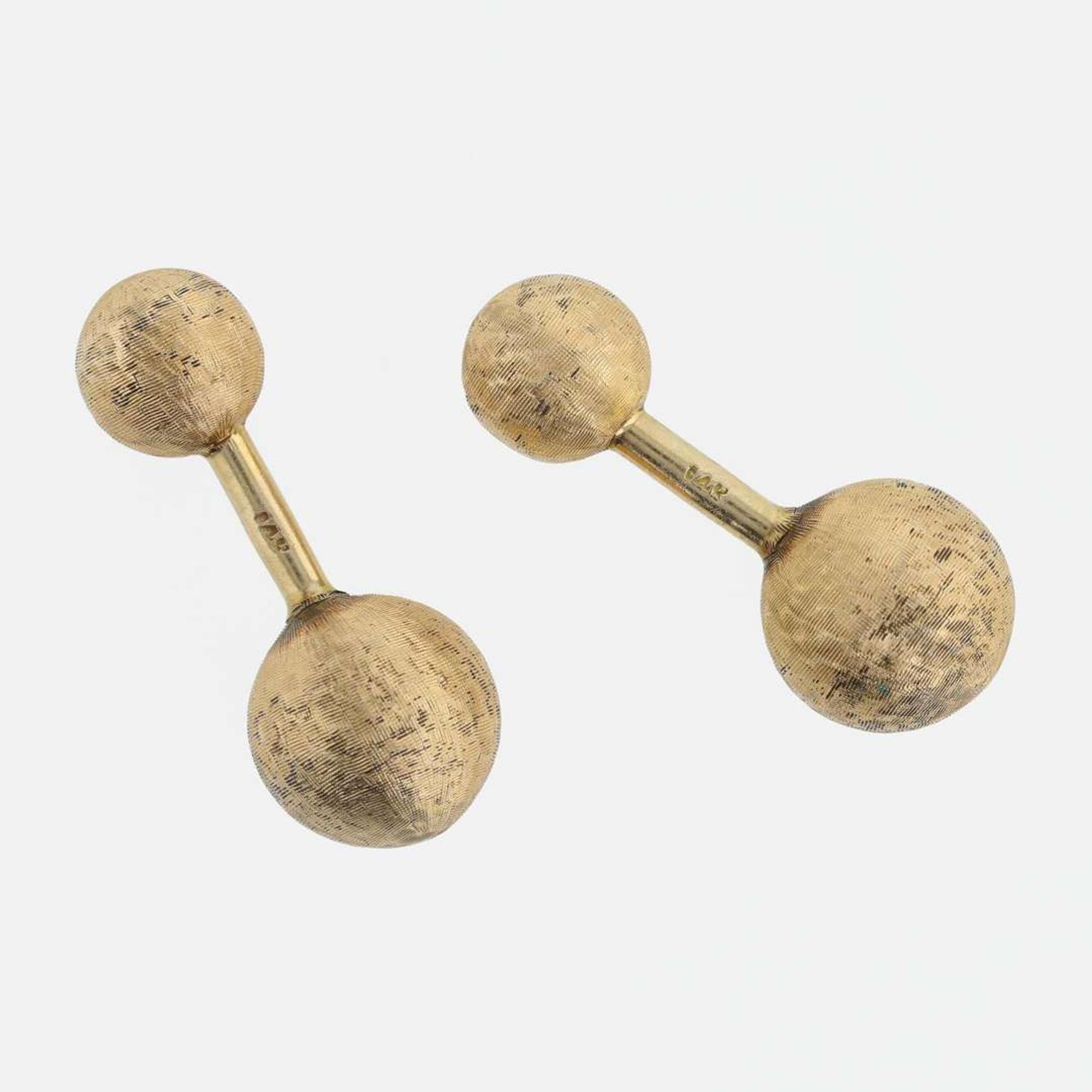Two pairs of 14K yellow gold cufflinks