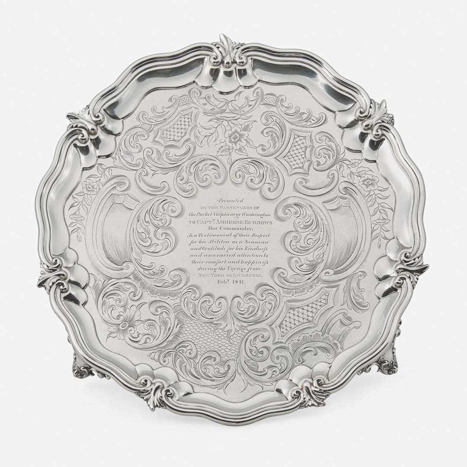 A sterling silver presentation salver Charles Reilley and George Storer, London, 1840