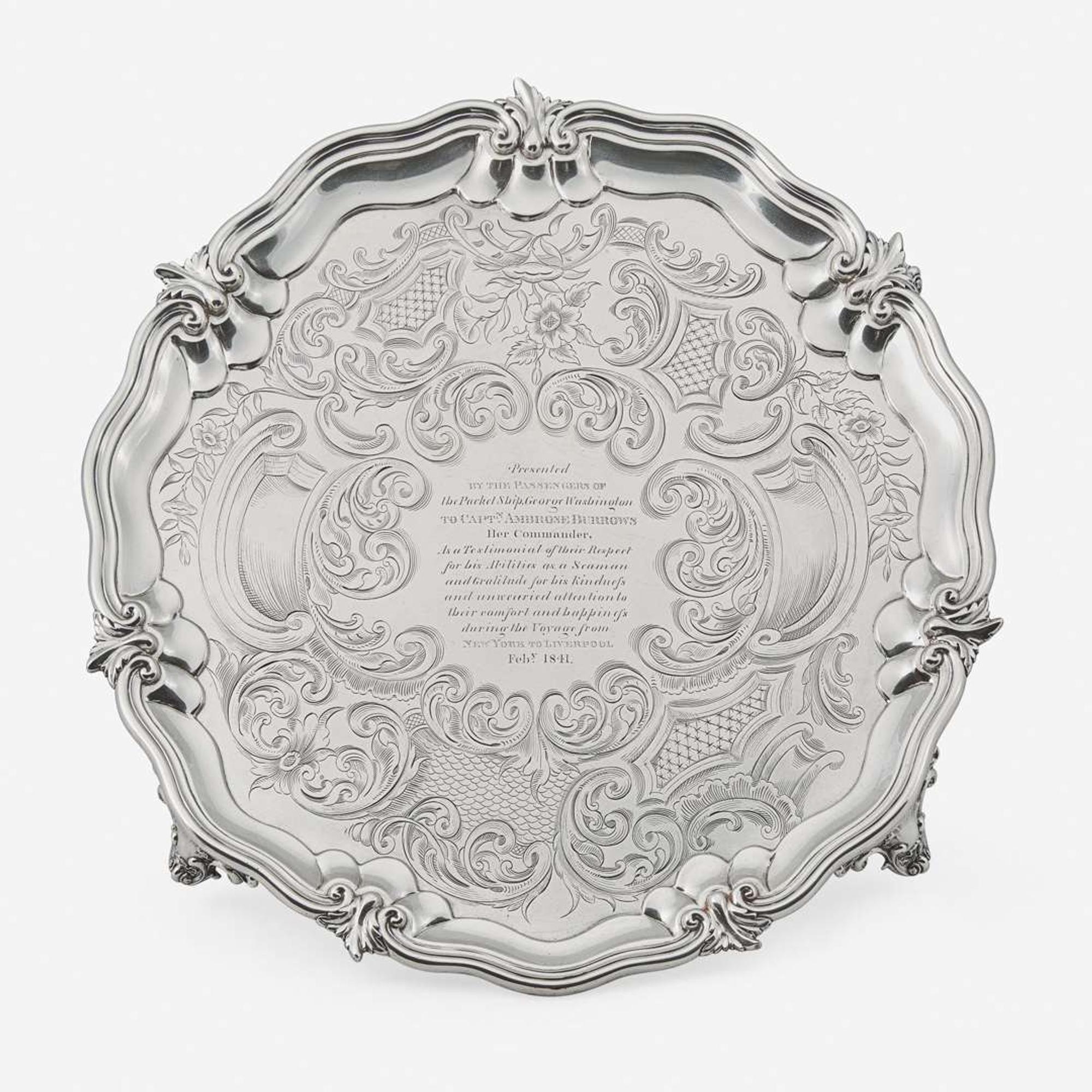 A sterling silver presentation salver Charles Reilley and George Storer, London, 1840