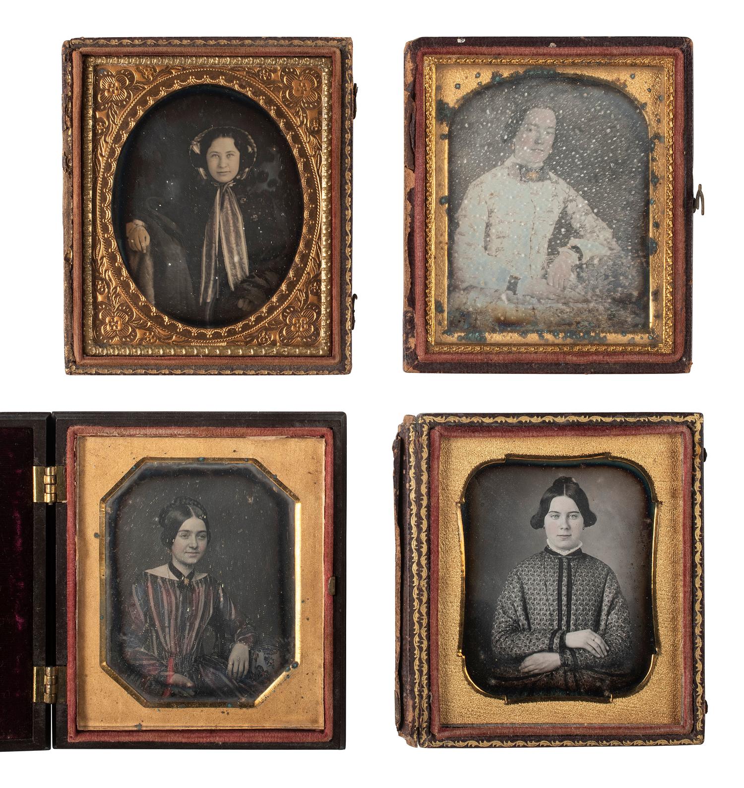 [EARLY PHOTOGRAPHY]. 28 sixth plate daguerreotypes of lovely young women.