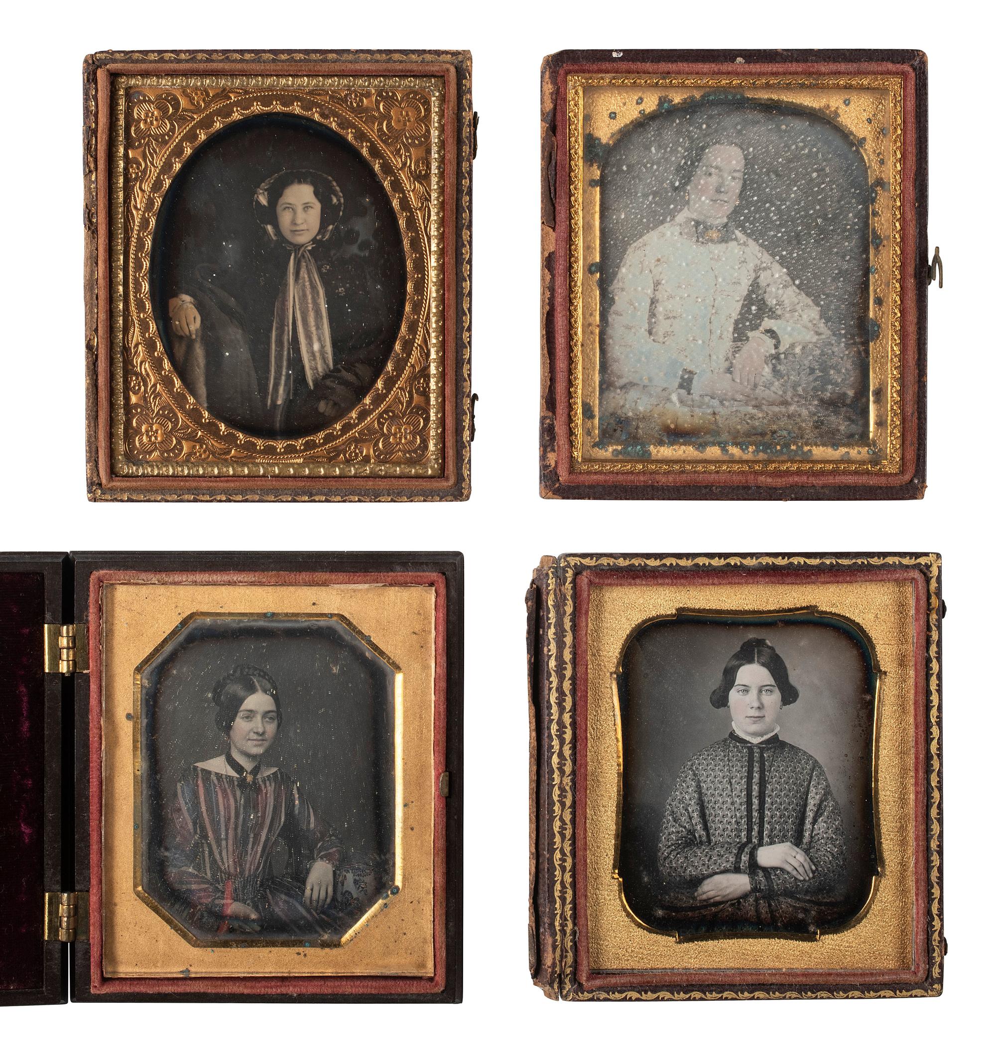 [EARLY PHOTOGRAPHY]. 28 sixth plate daguerreotypes of lovely young women.