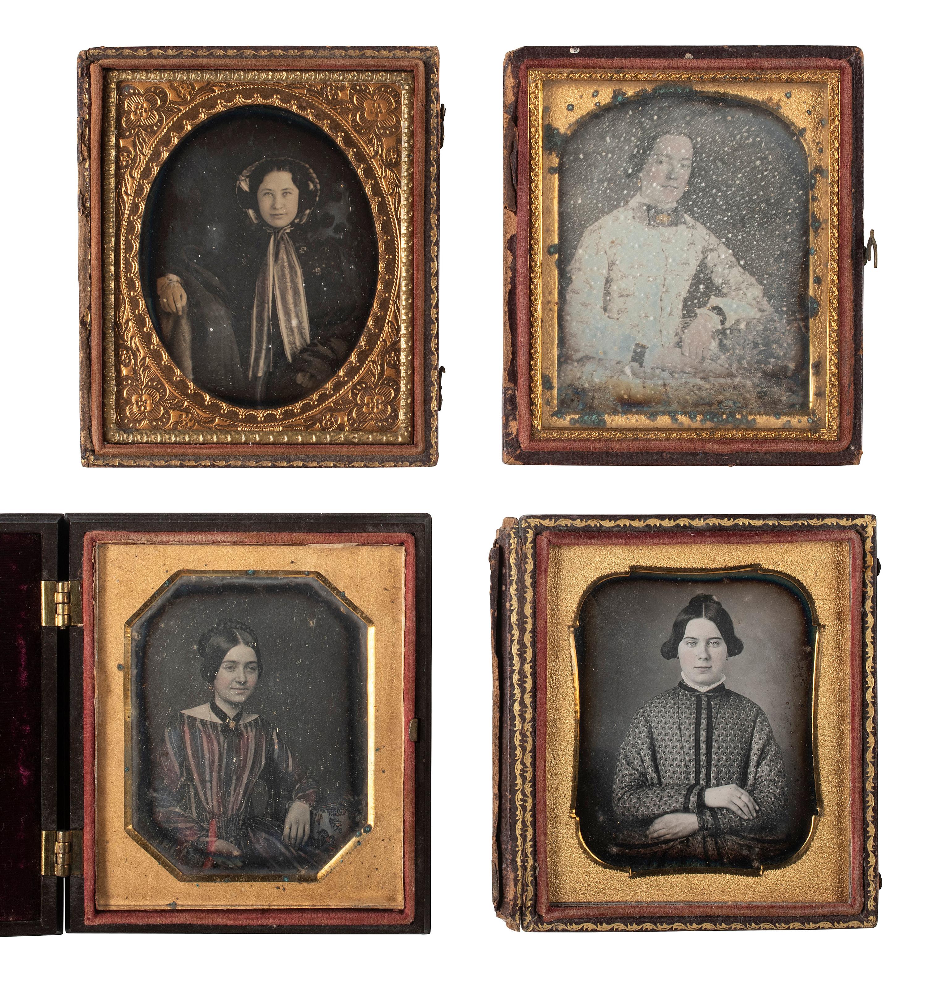 [EARLY PHOTOGRAPHY]. 28 sixth plate daguerreotypes of lovely young women.