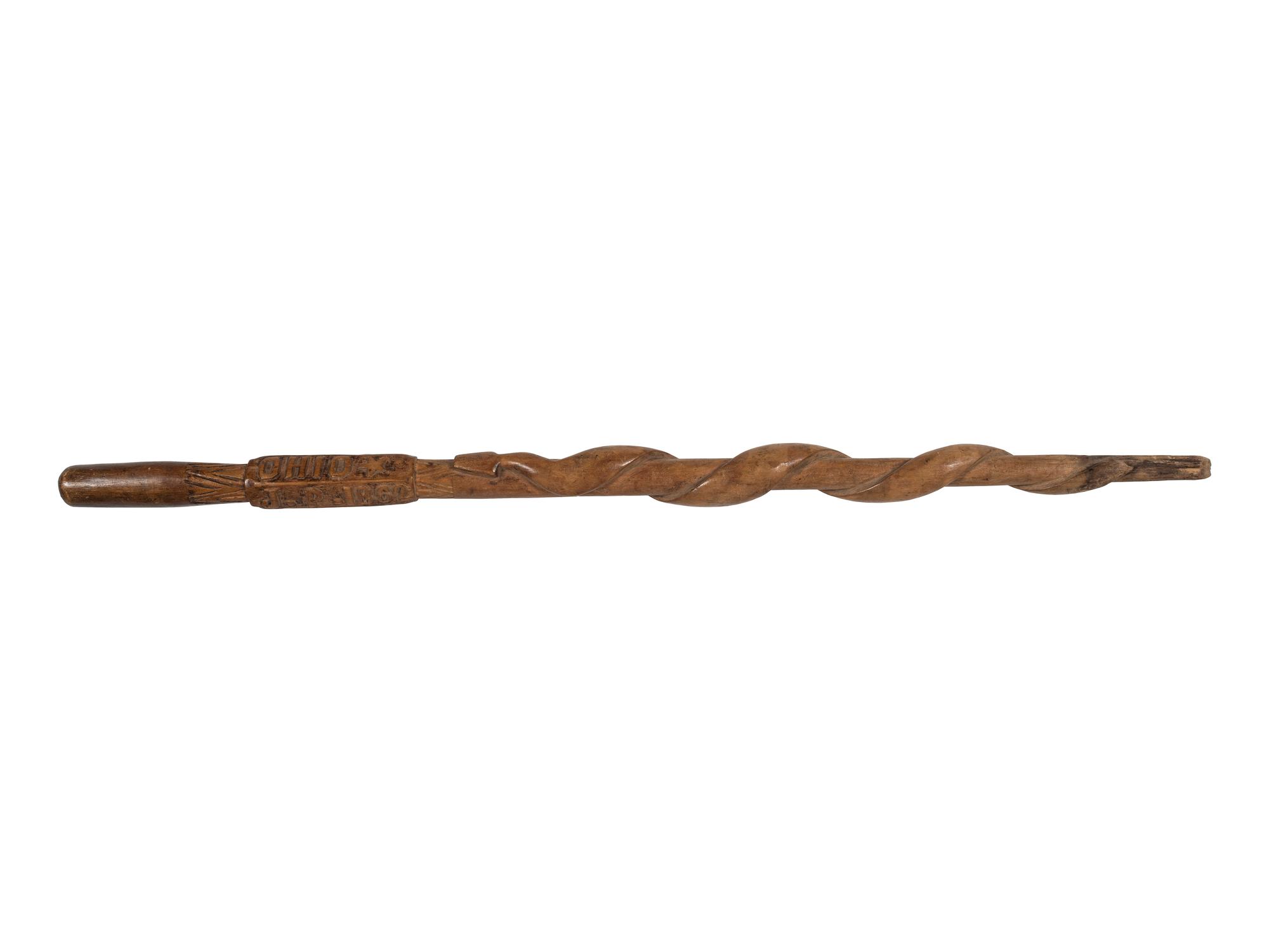 [CIVIL WAR]. Camp Chase, Ohio folk art carved walking stick. Ca 1862.