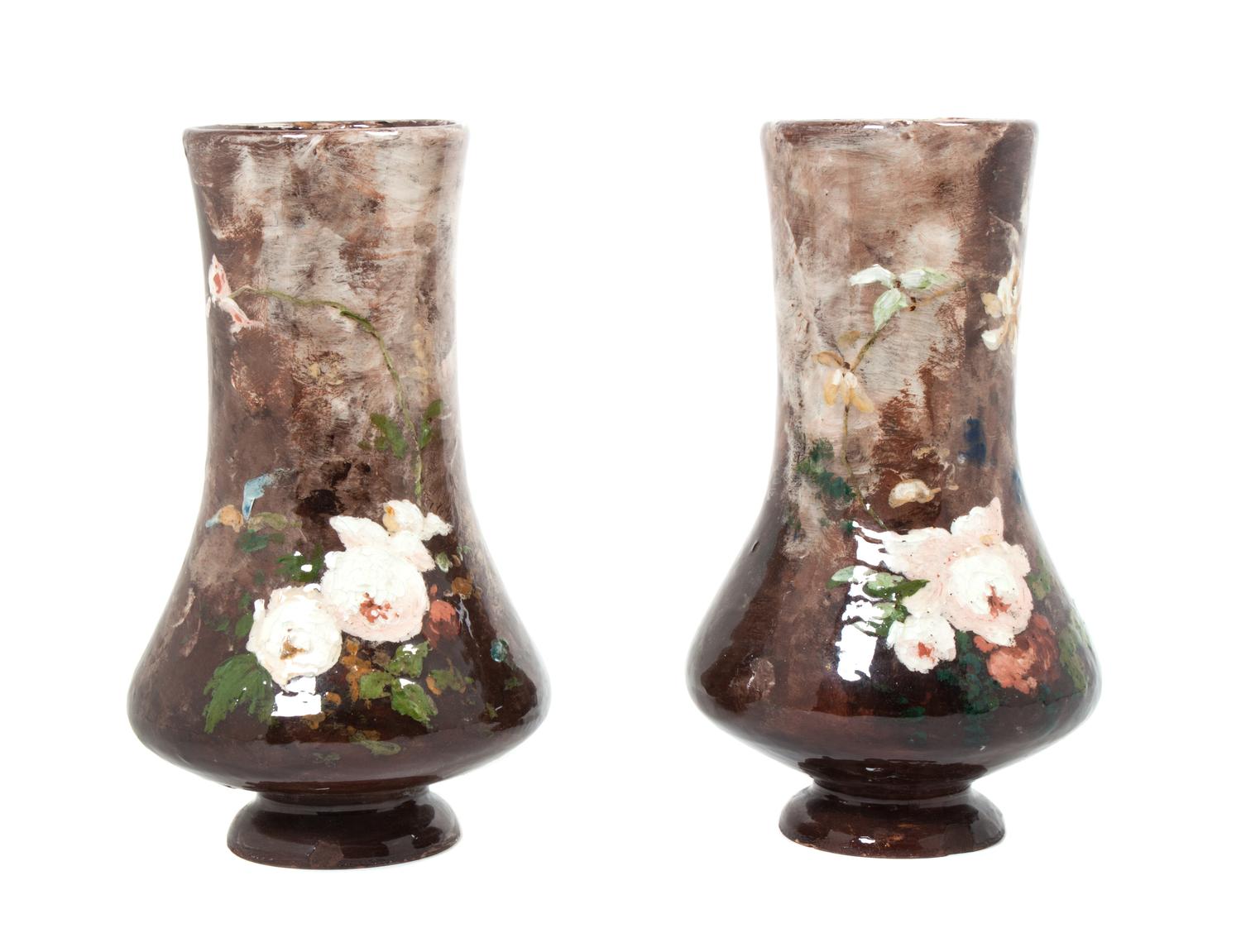 A Near Pair of Haviland Terra Cotta Vases Height of each 11 inches. — POSSIBLY EMIL-JUSTIN MERLOT, 1876-1882