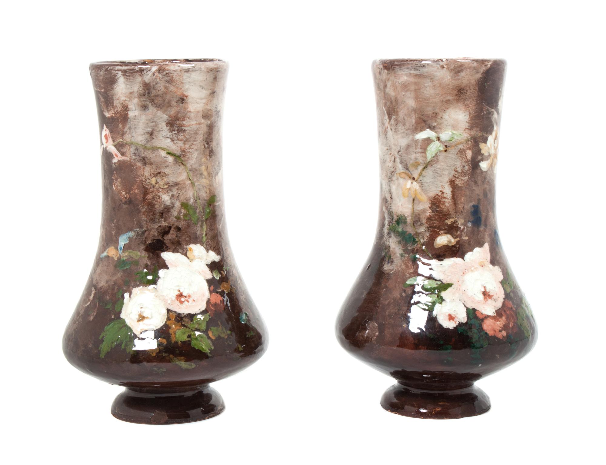 A Near Pair of Haviland Terra Cotta Vases Height of each 11 inches. — POSSIBLY EMIL-JUSTIN MERLOT, 1876-1882