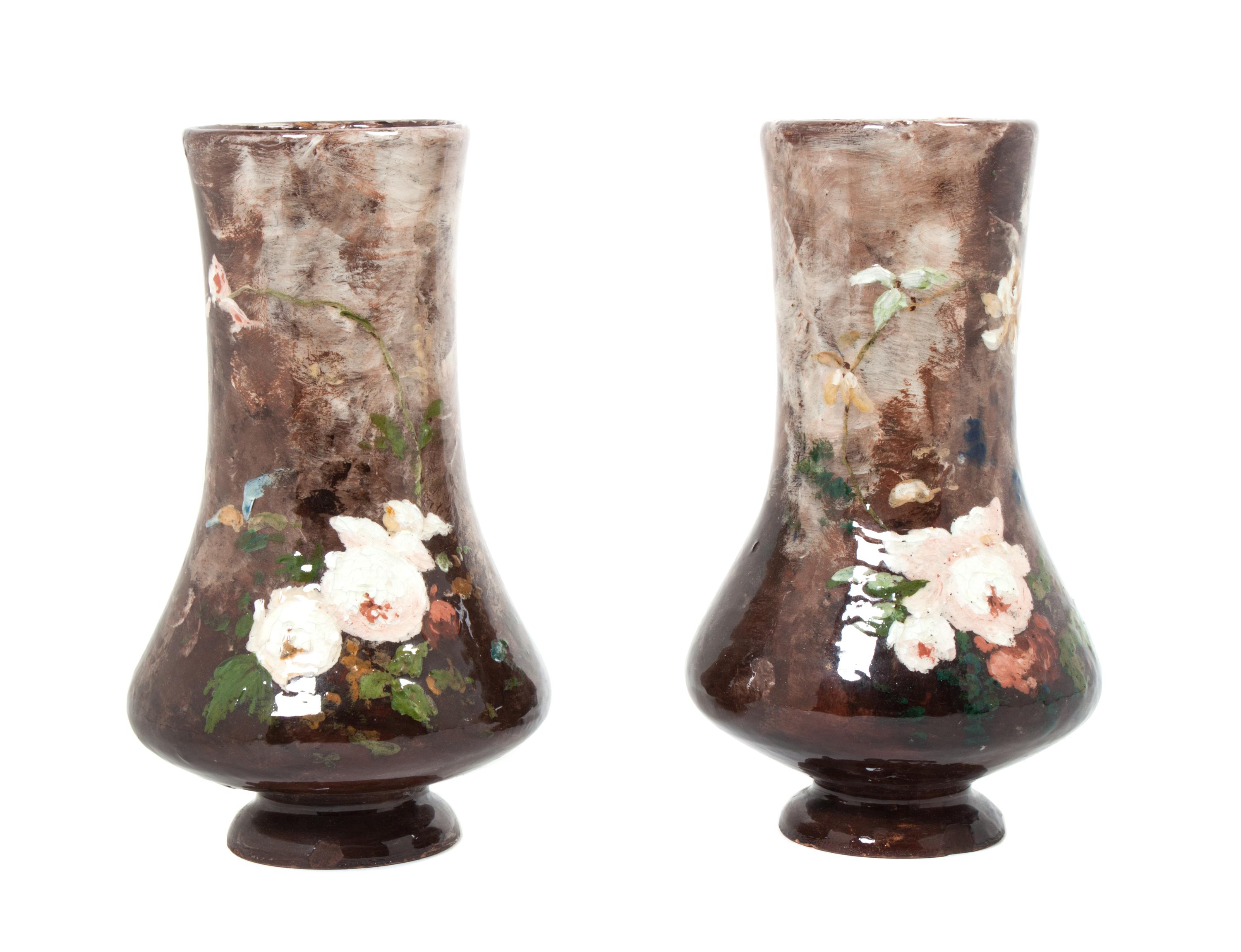 A Near Pair of Haviland Terra Cotta Vases Height of each 11 inches. — POSSIBLY EMIL-JUSTIN MERLOT, 1876-1882