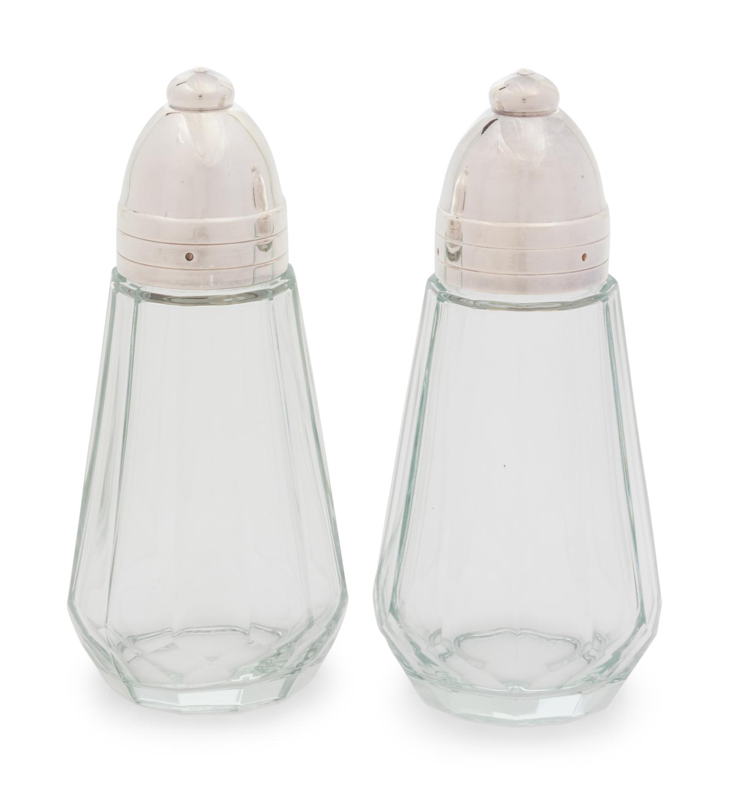 A Pair of Christofle Silver-Plate Mounted Glass Casters